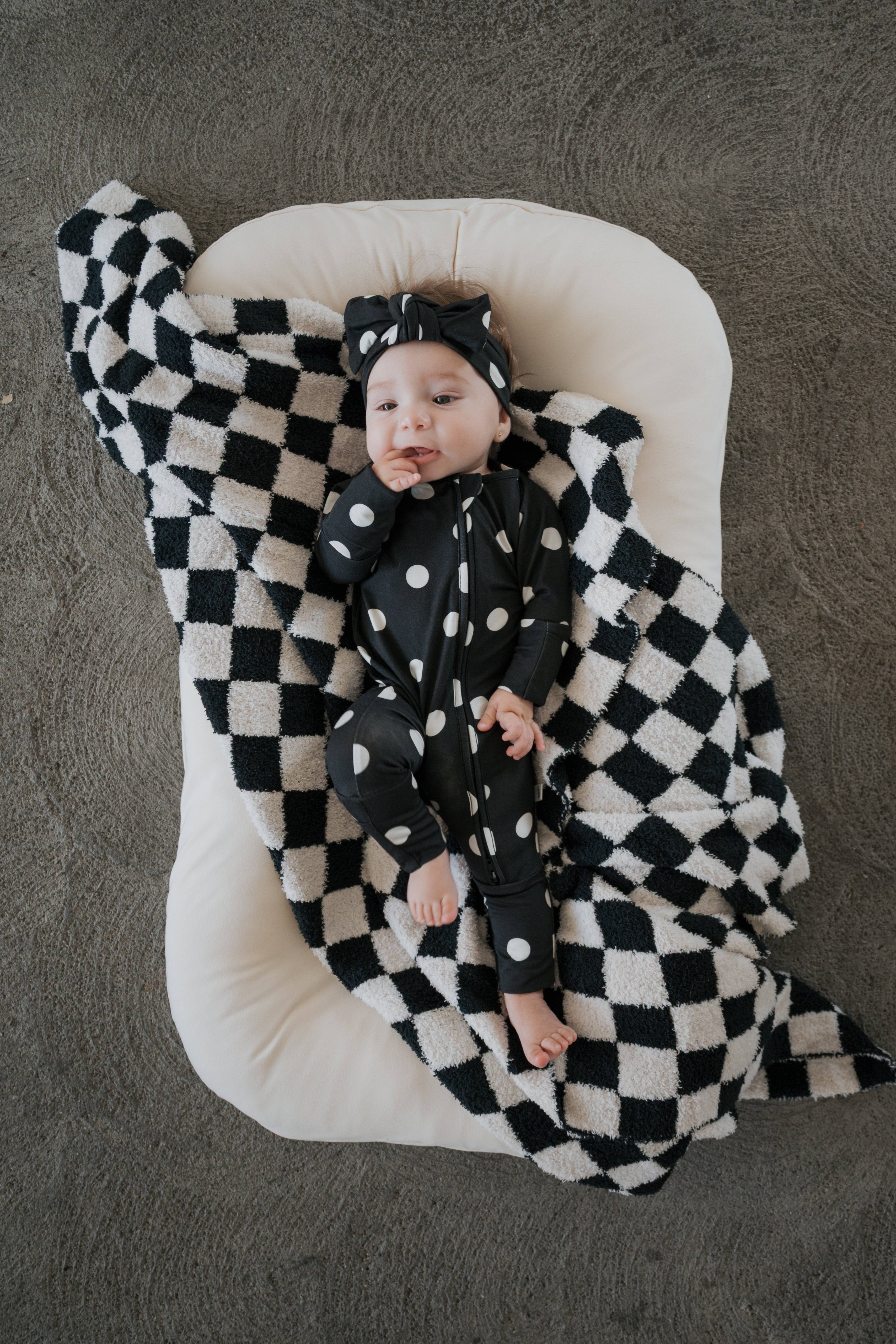 Bamboo Zip Pajamas | B&W Polka Dot