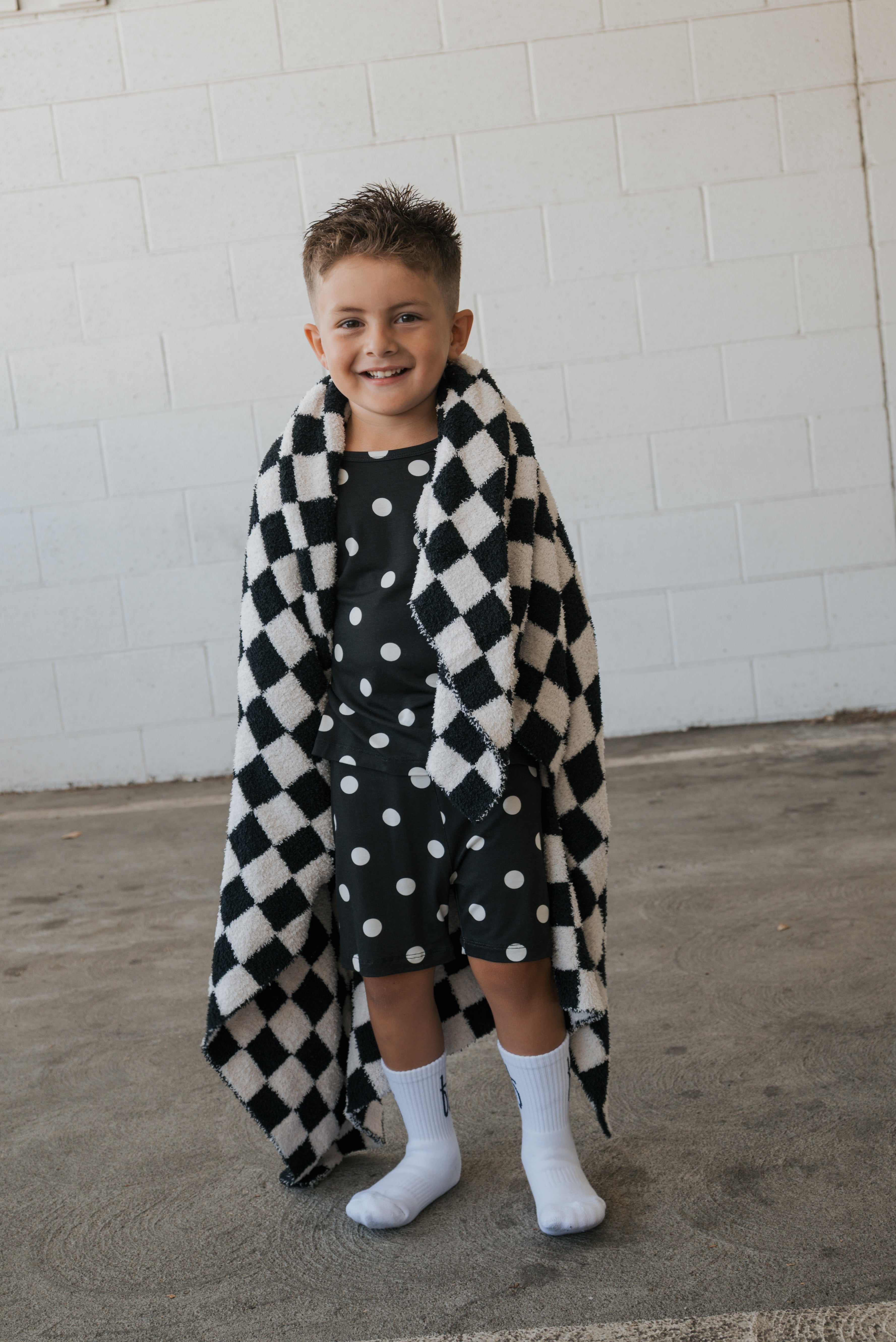 Bamboo Short Set | B&W Polka Dot