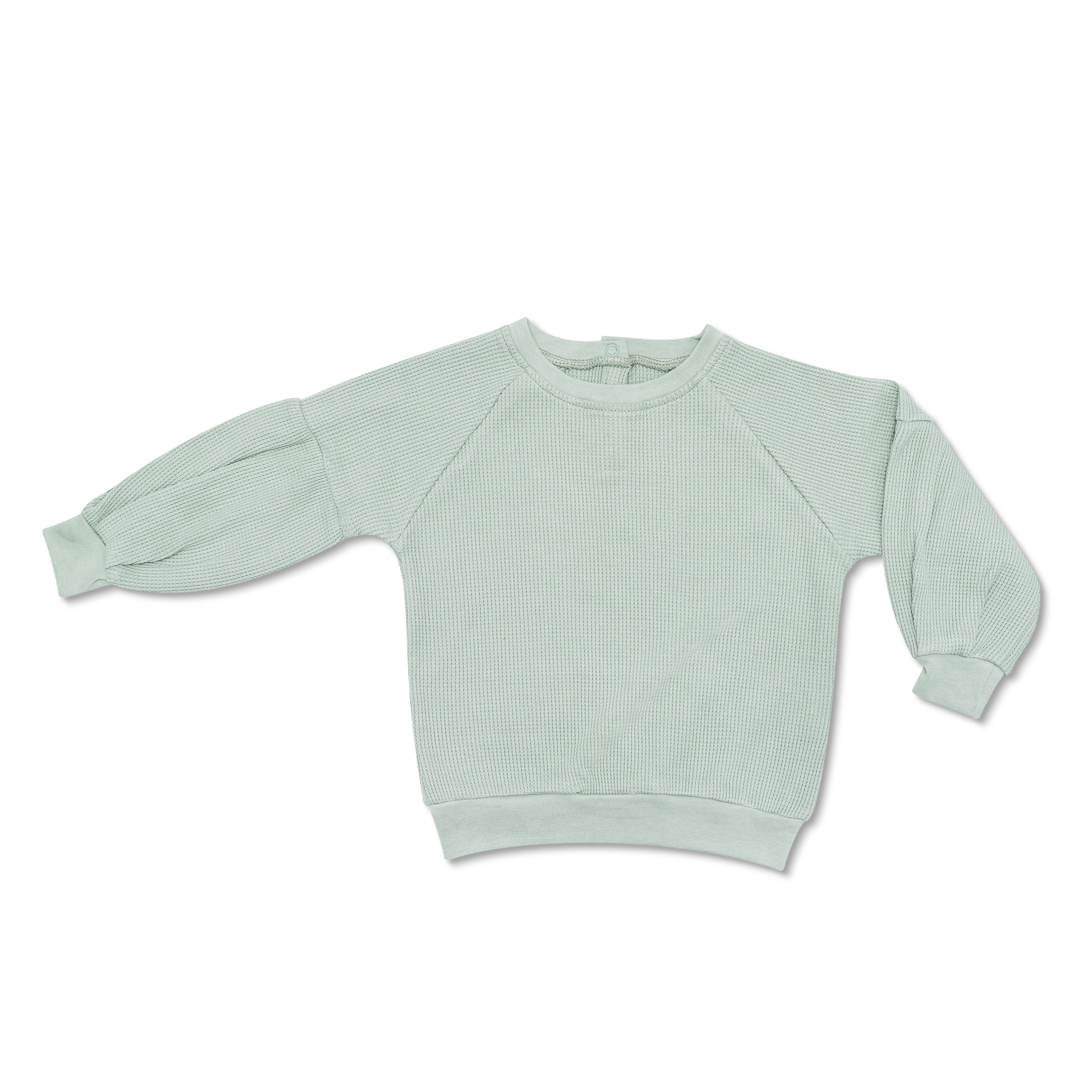 Waffle Balloon Sleeve Sweatshirt - Sage