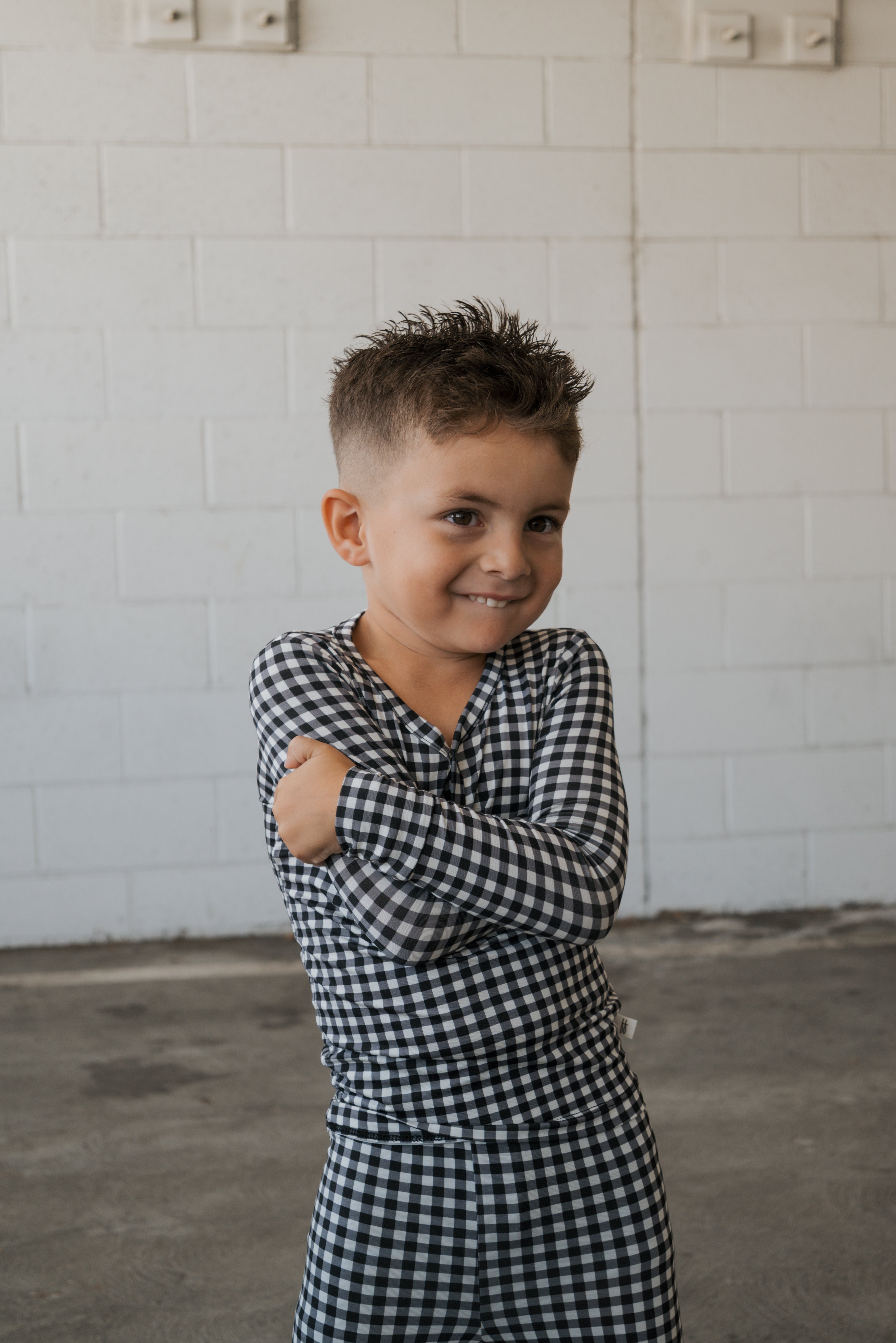 Bamboo Two Piece Pajamas | Black Gingham