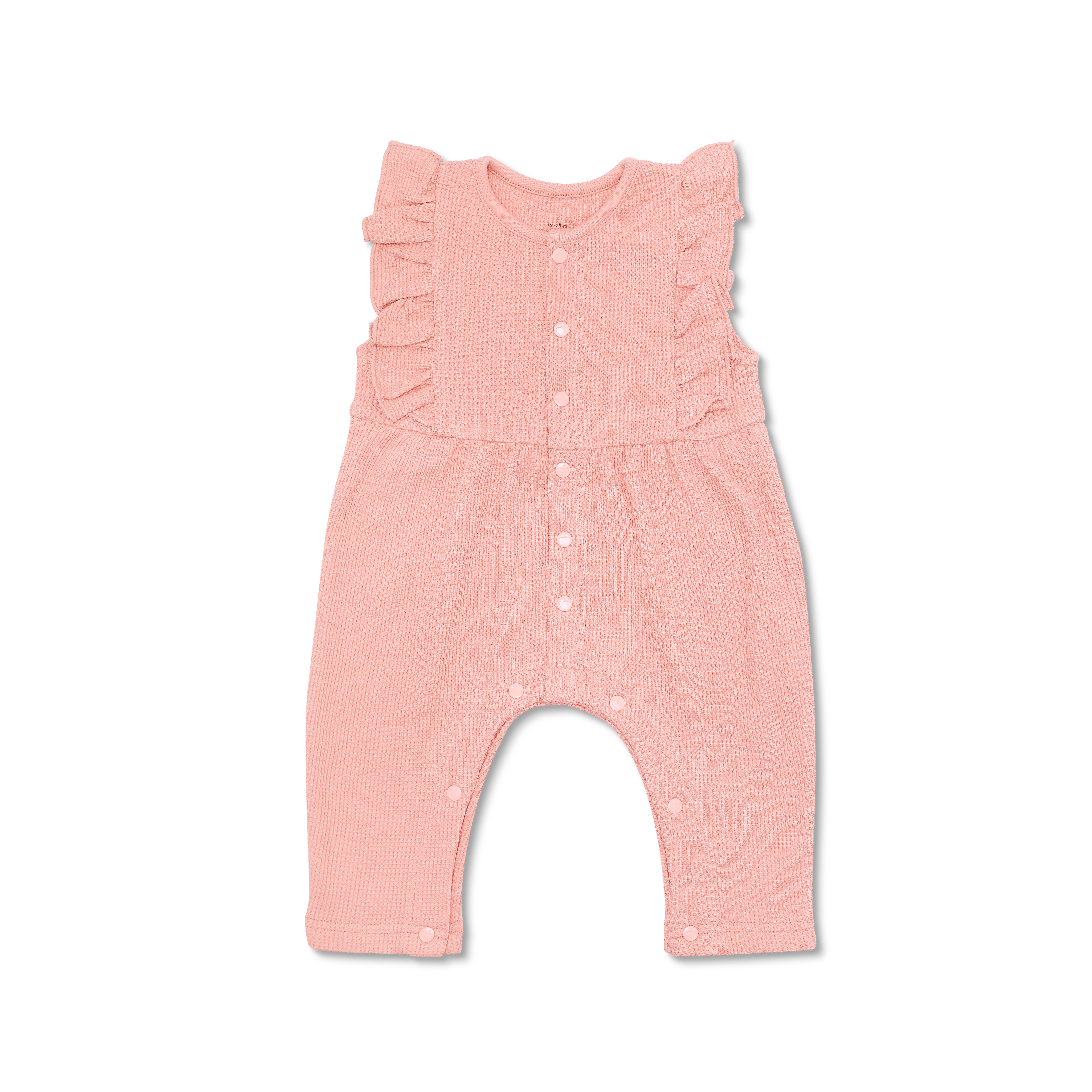 Waffle Ruffle Coverall - Dusty Rose