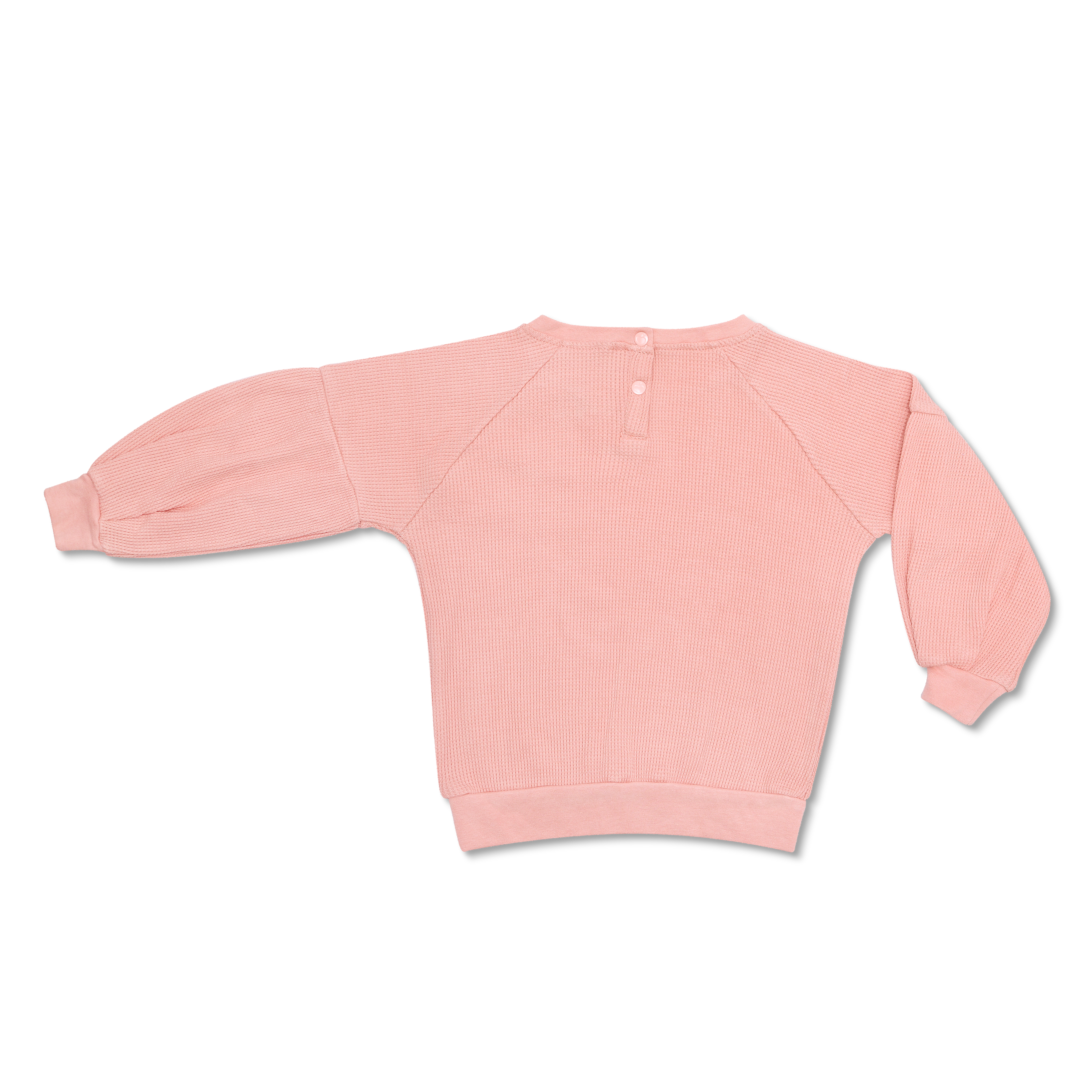 Waffle Balloon Sleeve Sweatshirt - Dusty Rose