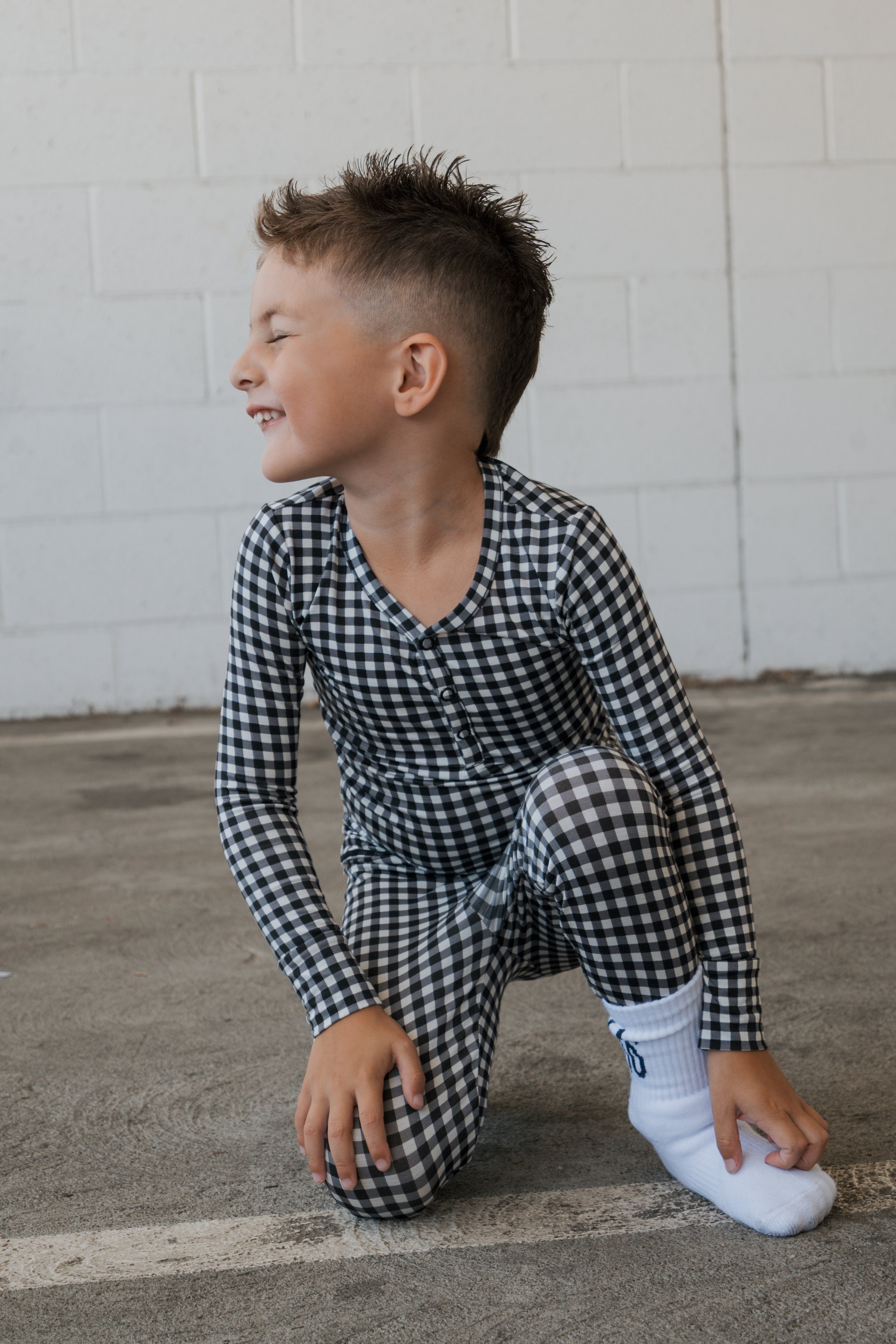 Bamboo Two Piece Pajamas | Black Gingham
