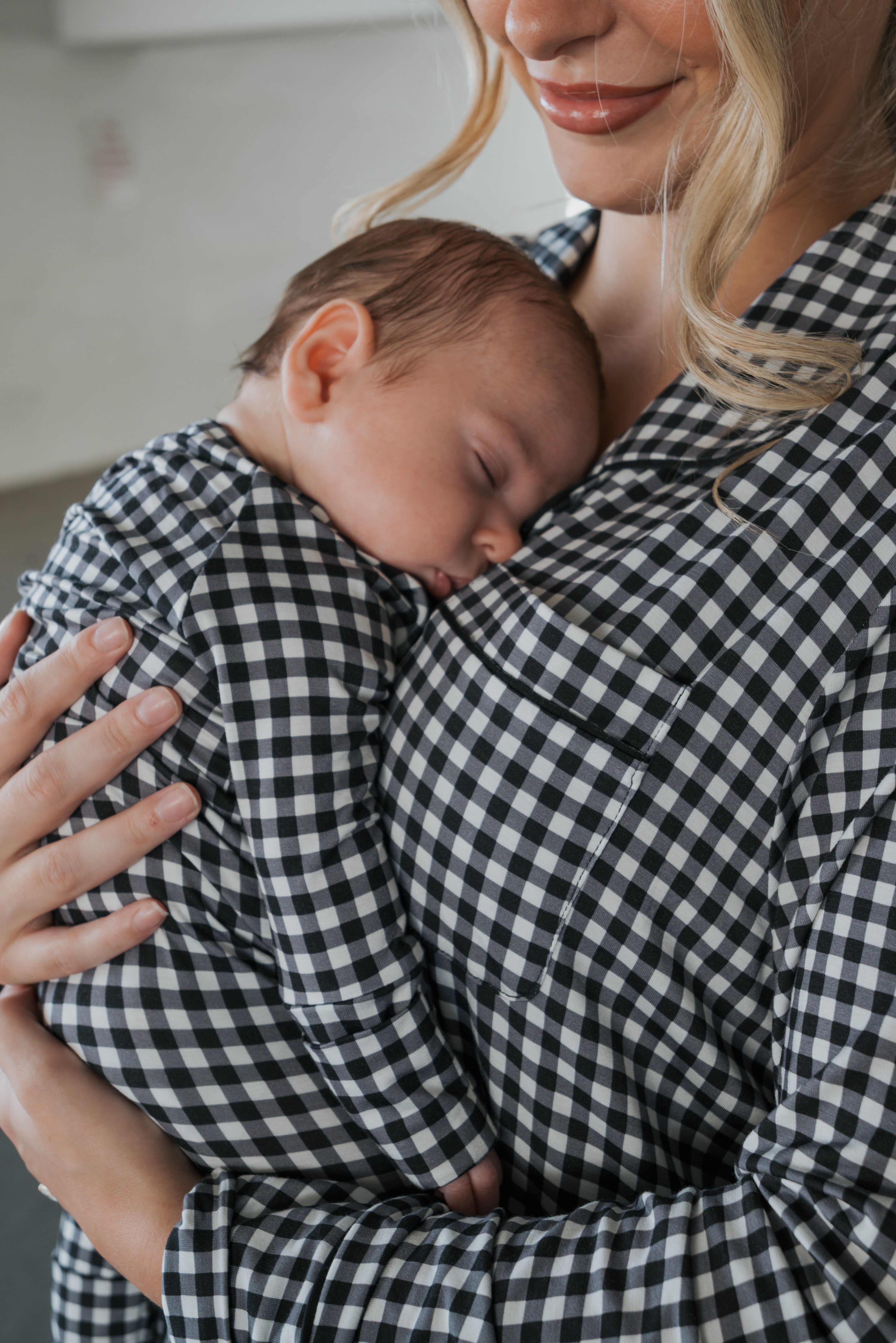 Women's Bamboo Button Up Lounge Set | Black Gingham