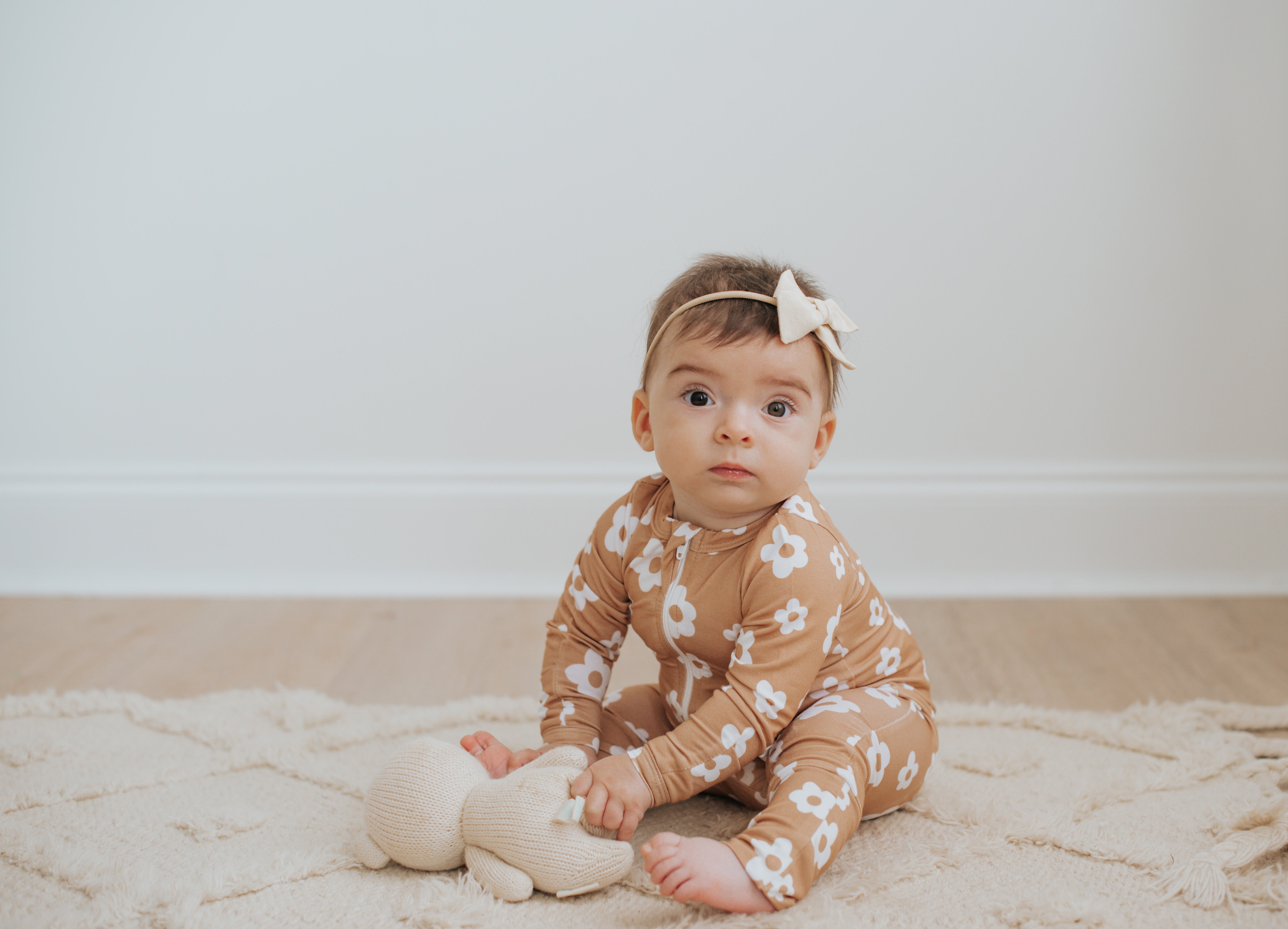 Bamboo Zip Baby Pajamas - Daisies