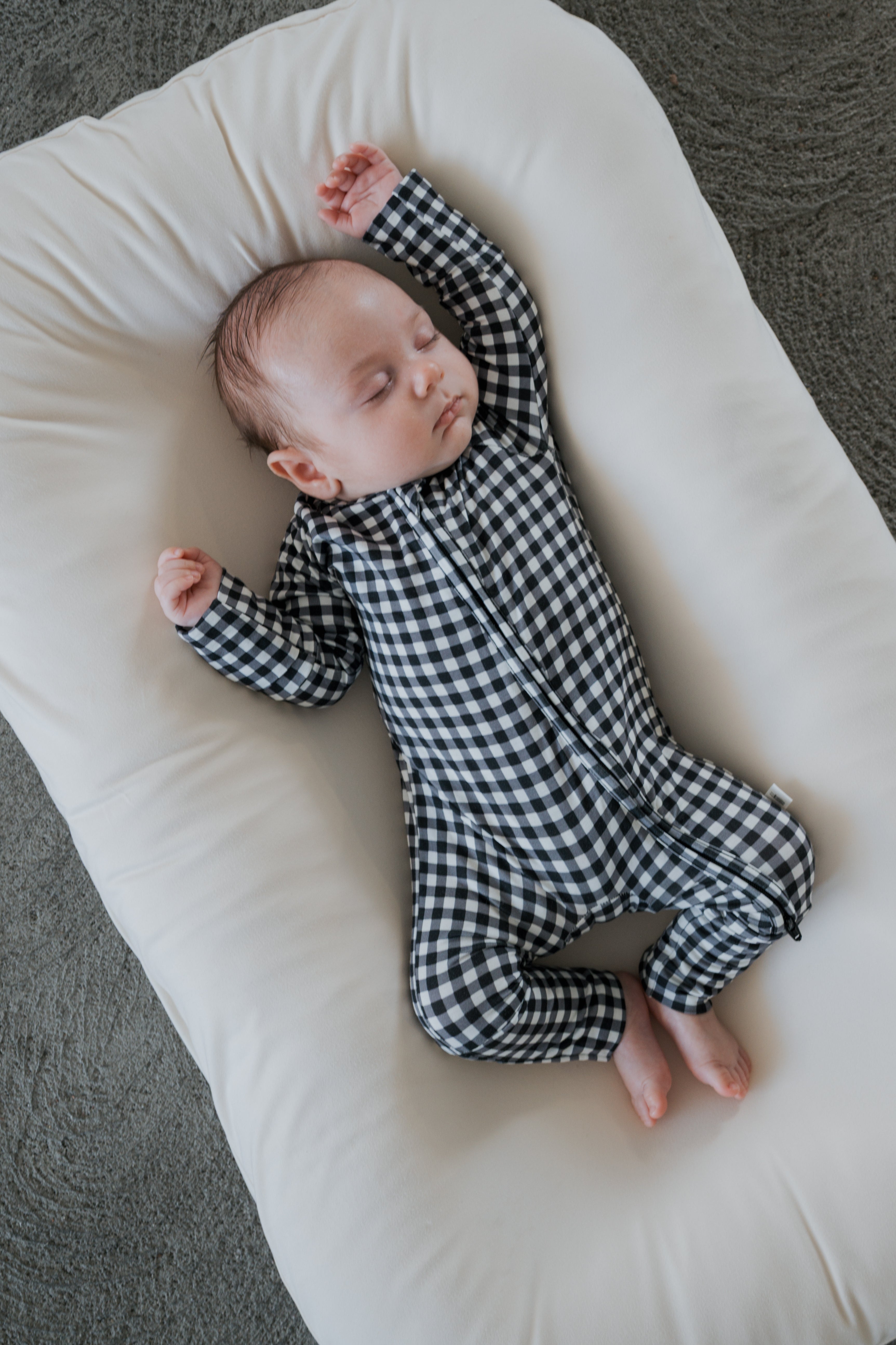 Bamboo Zip Pajamas | Black Gingham