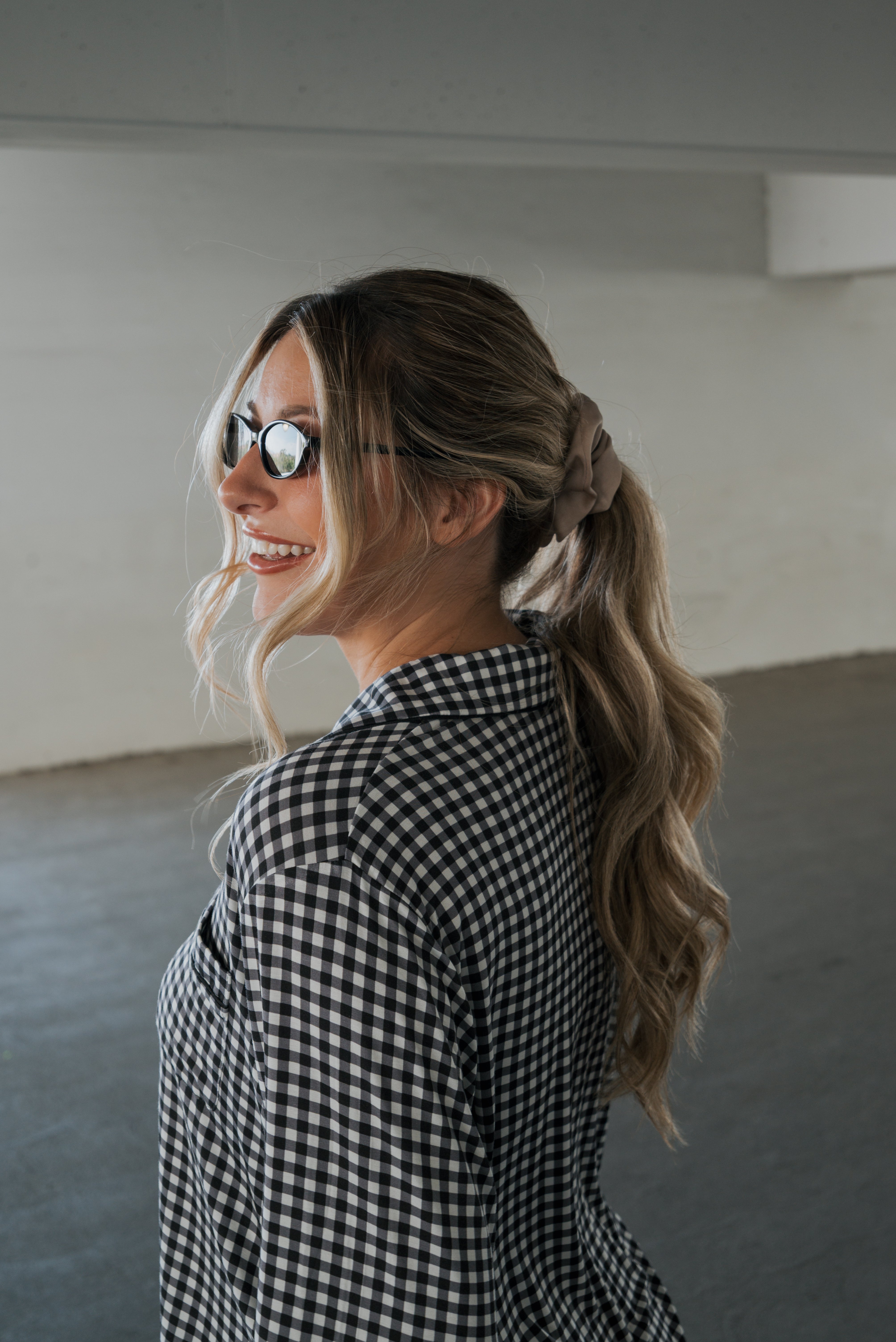 Women's Bamboo Button Up Lounge Set | Black Gingham