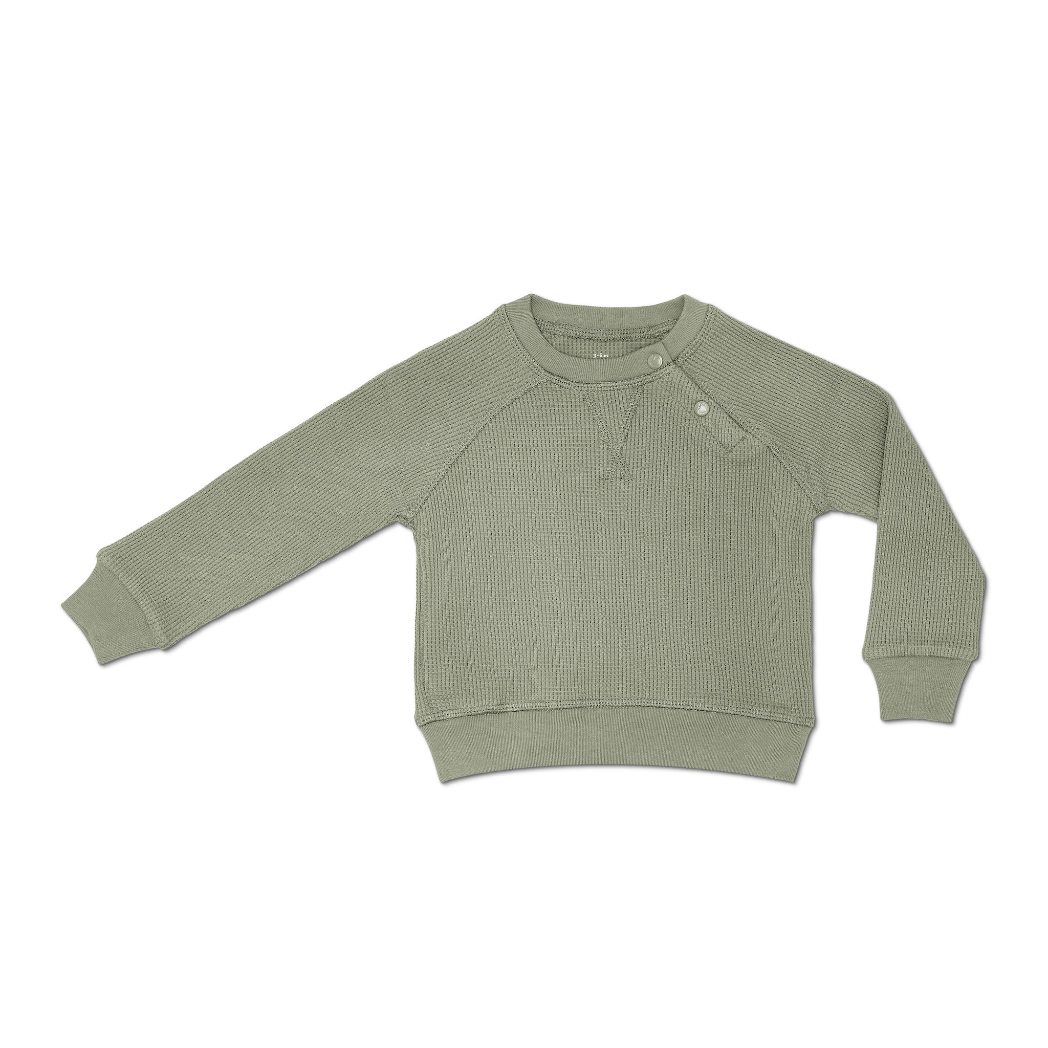 Waffle Crew Neck Sweatshirt - Olive Green