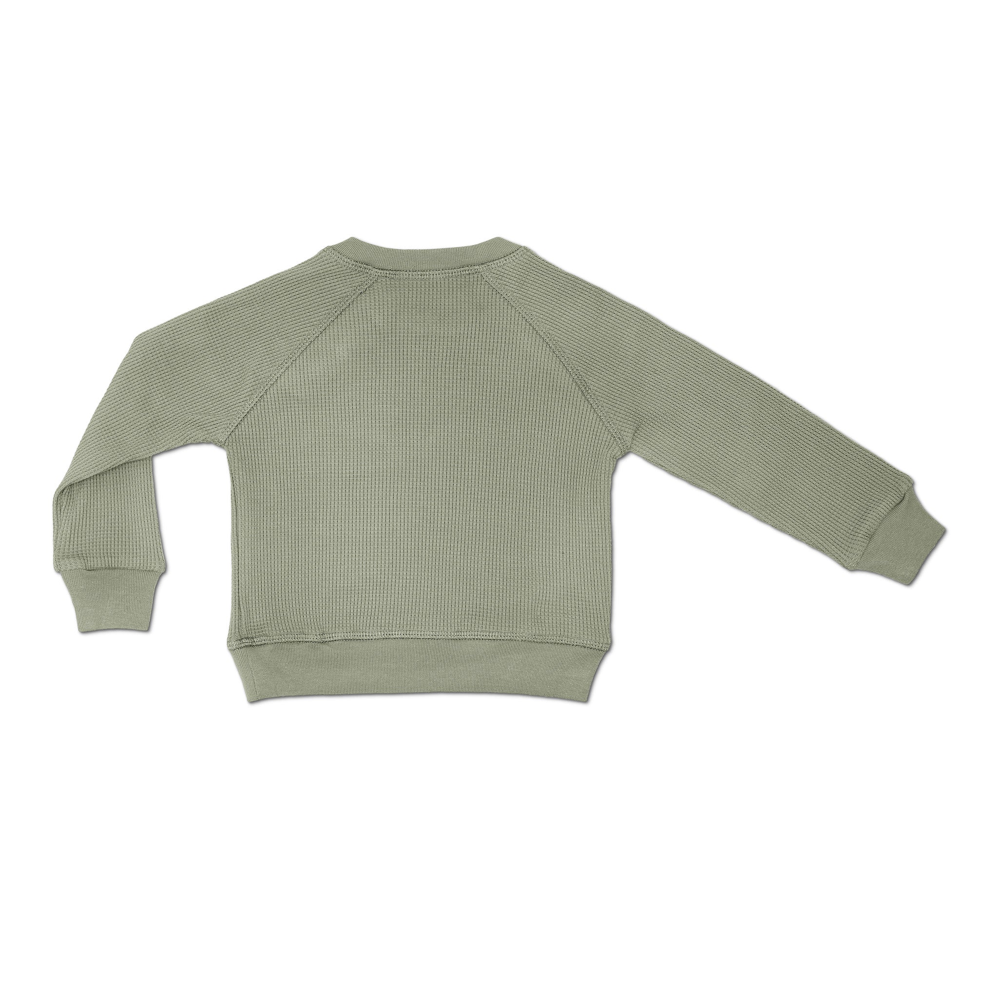 Waffle Crew Neck Sweatshirt - Olive Green