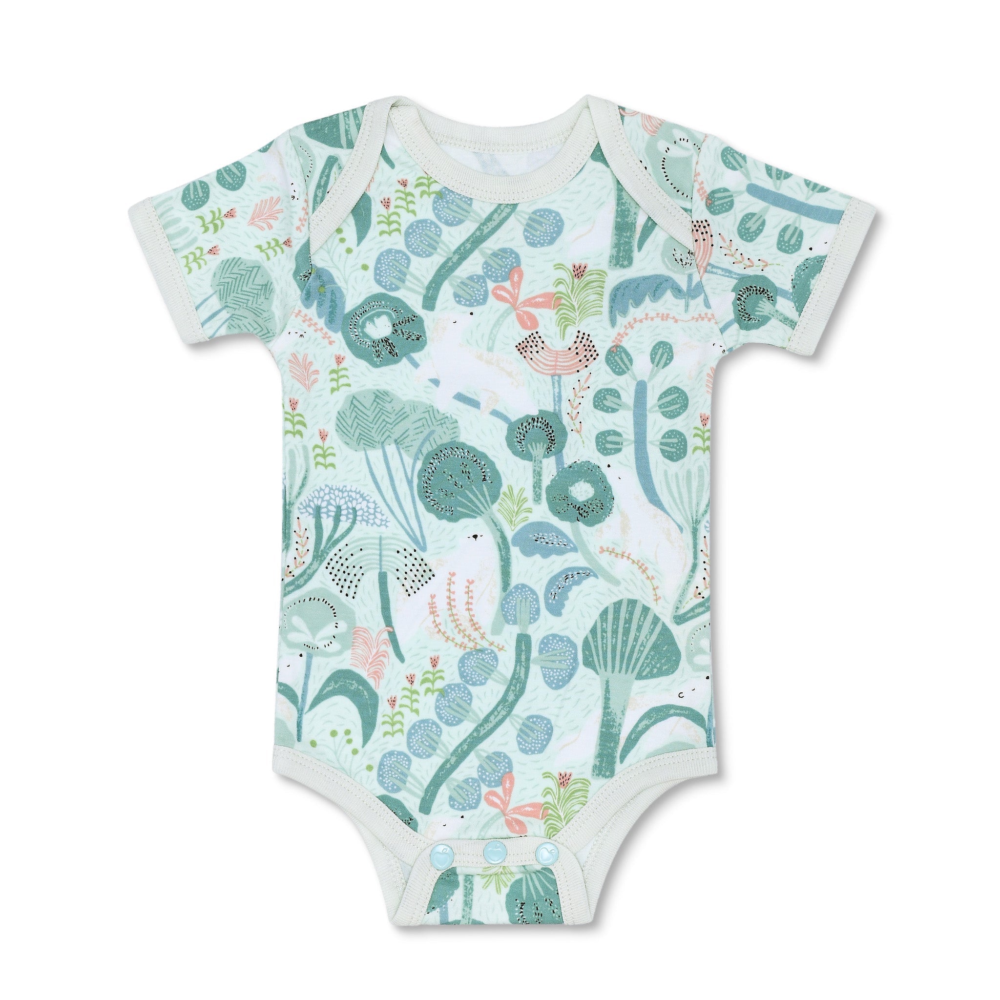 Bamboo Blend Essential Onesie - Minty Bear Bloom