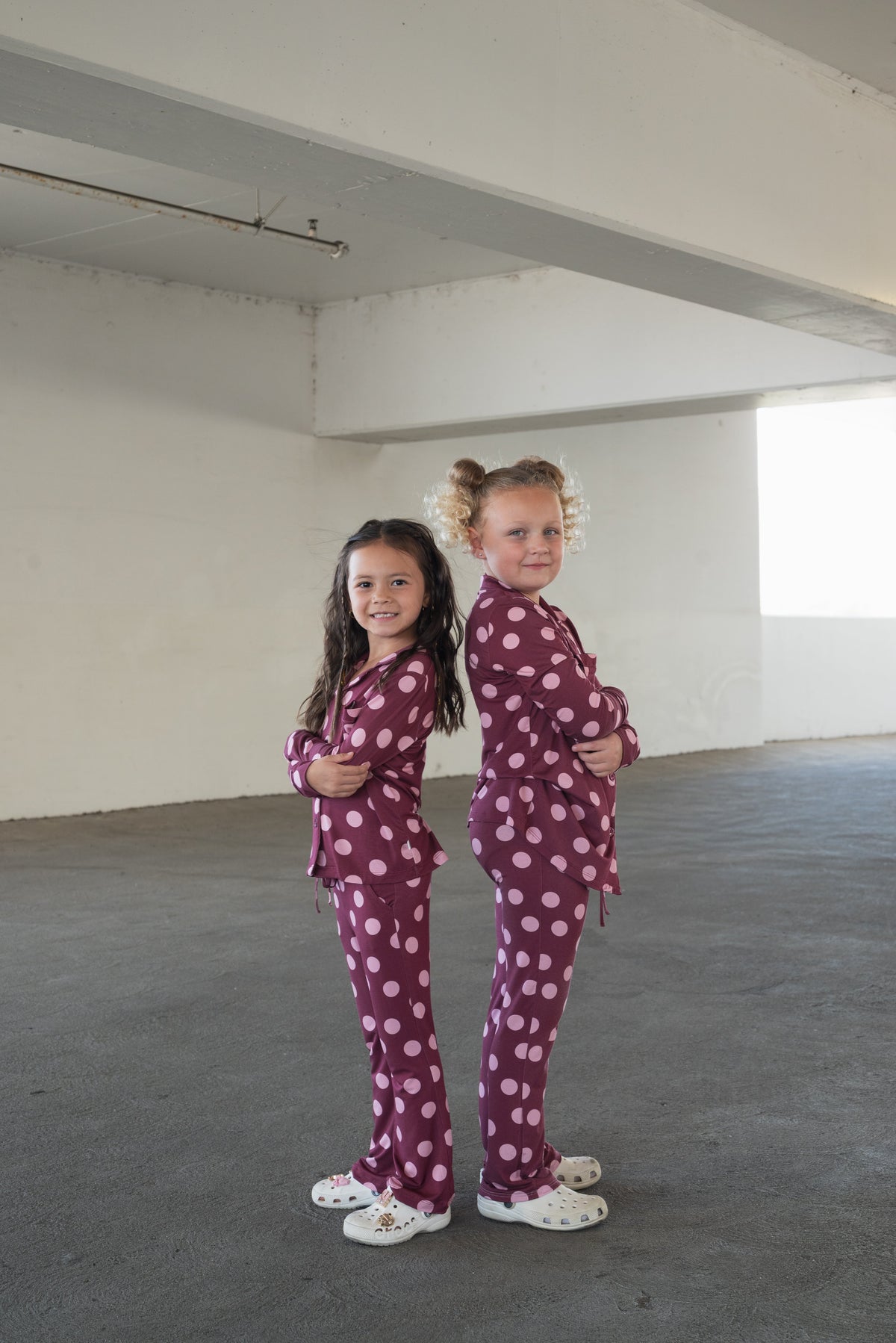 Girl's Bamboo Button Up Lounge Set | Heather Rose Dot