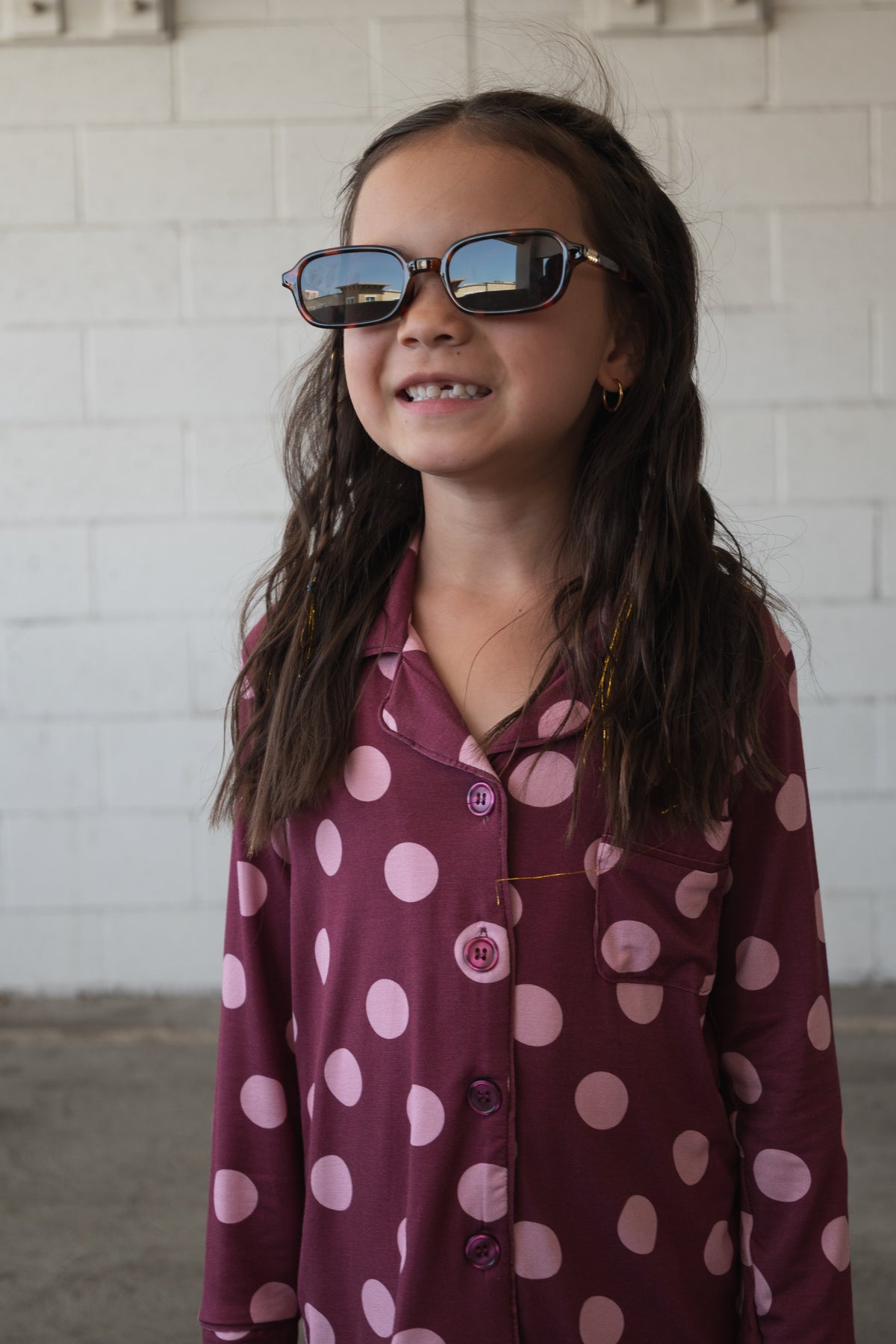 Girl's Bamboo Button Up Lounge Set | Heather Rose Dot