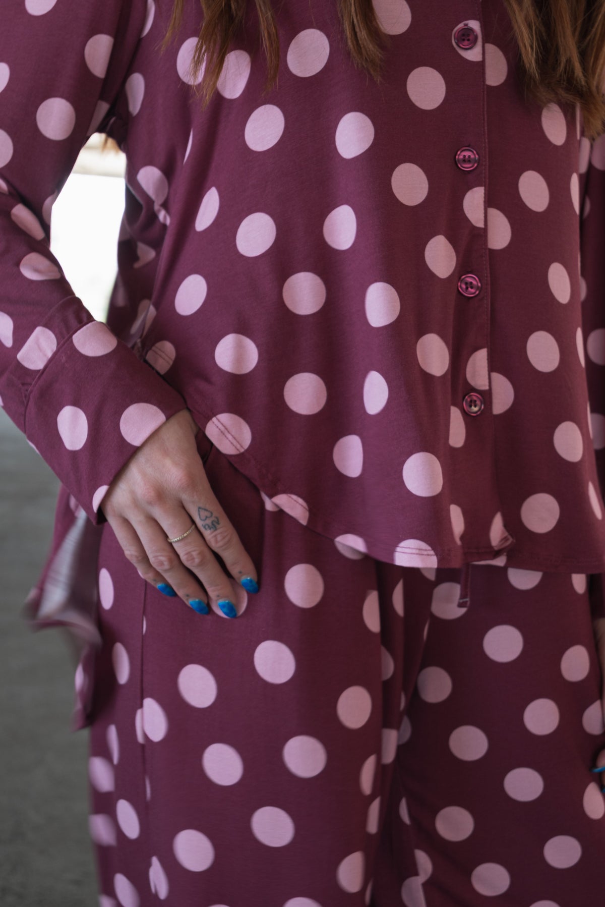 Women's Bamboo Button Up Lounge Set | Heather Rose Dot