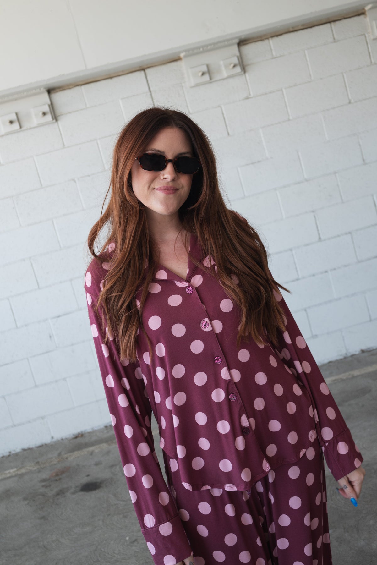 Women's Bamboo Button Up Lounge Set | Heather Rose Dot