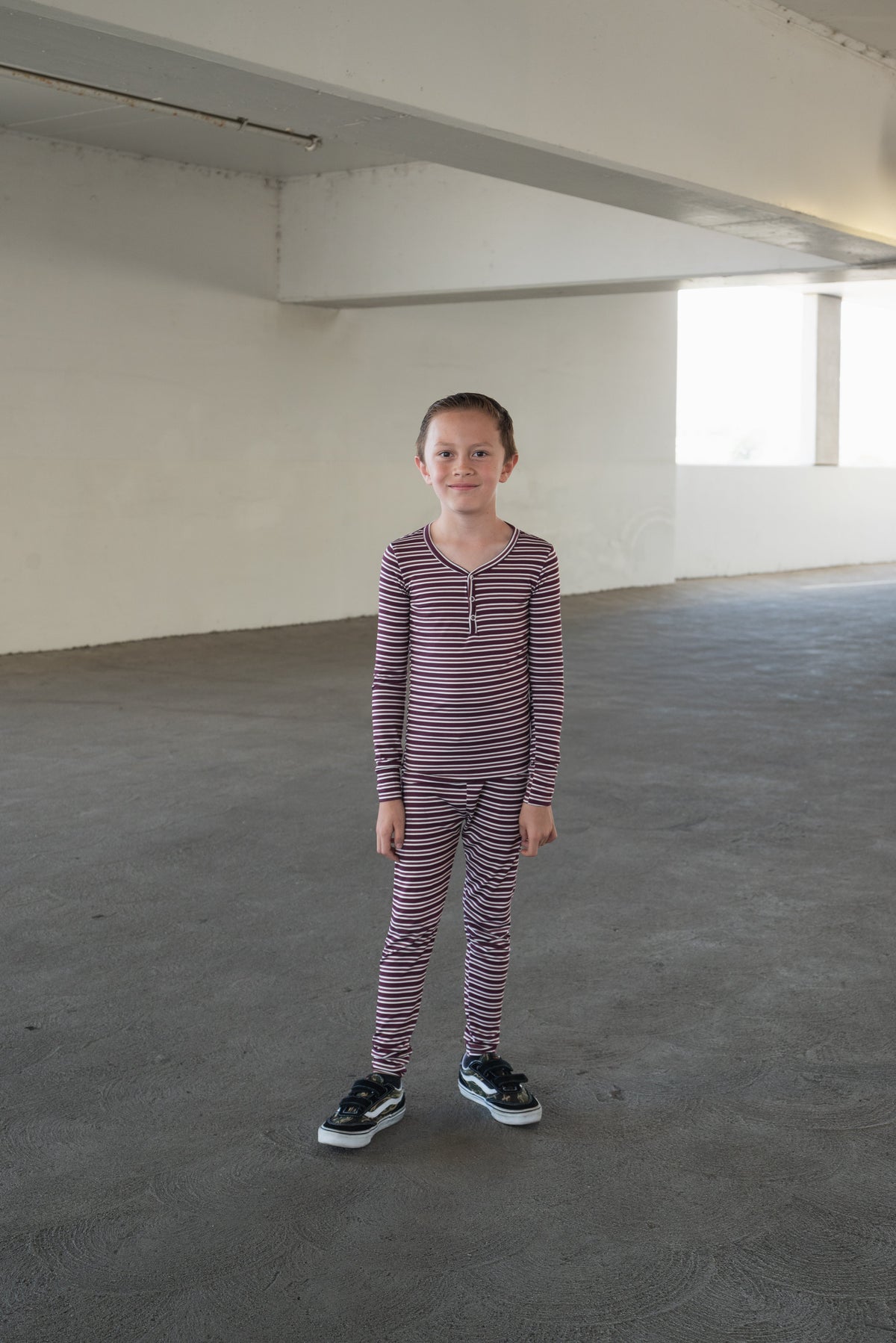 Bamboo Two Piece Pajamas | Maroon Stripe