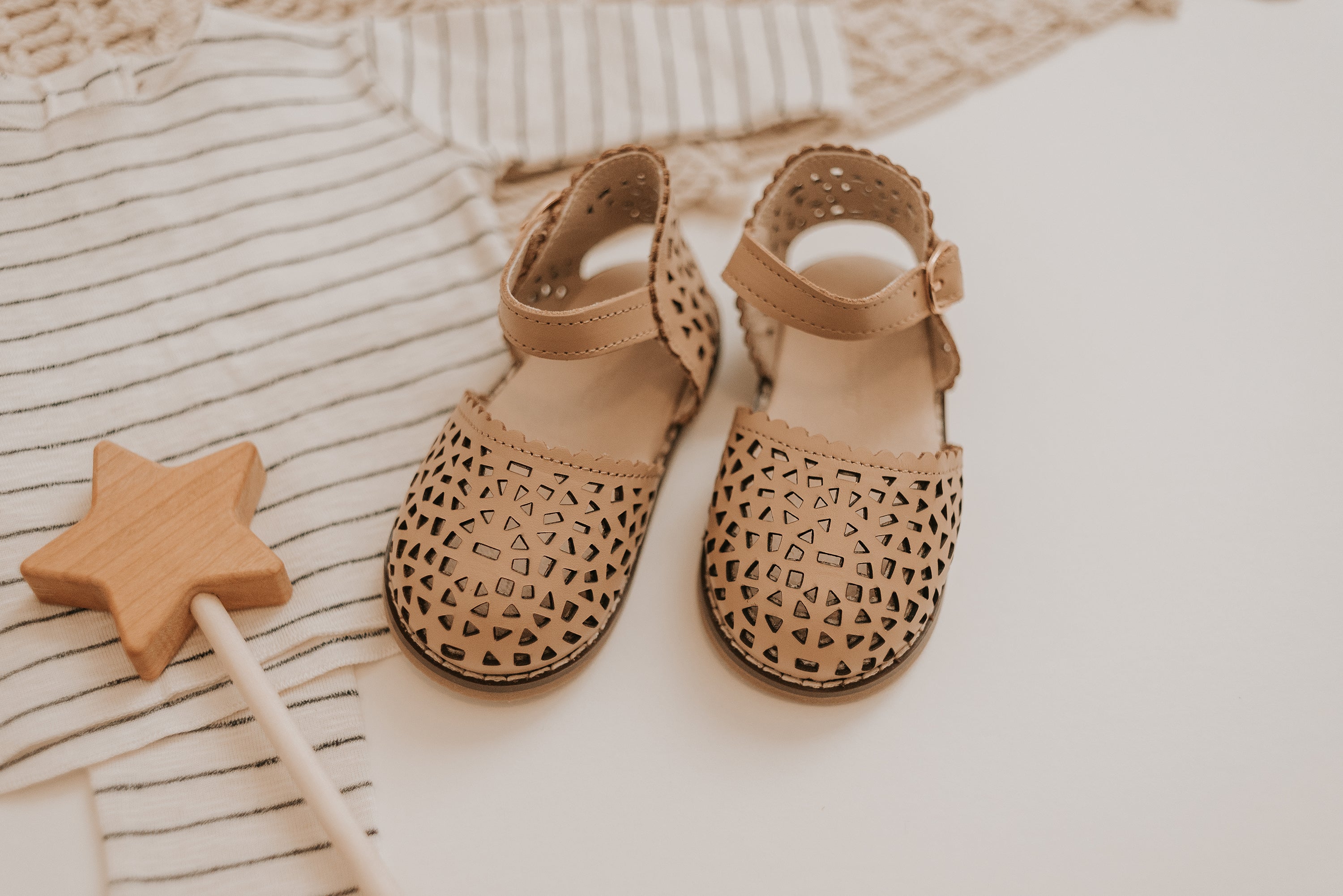 Leather Pocket Sandal | Color 'Tan' | Hard Sole  Consciously Baby   