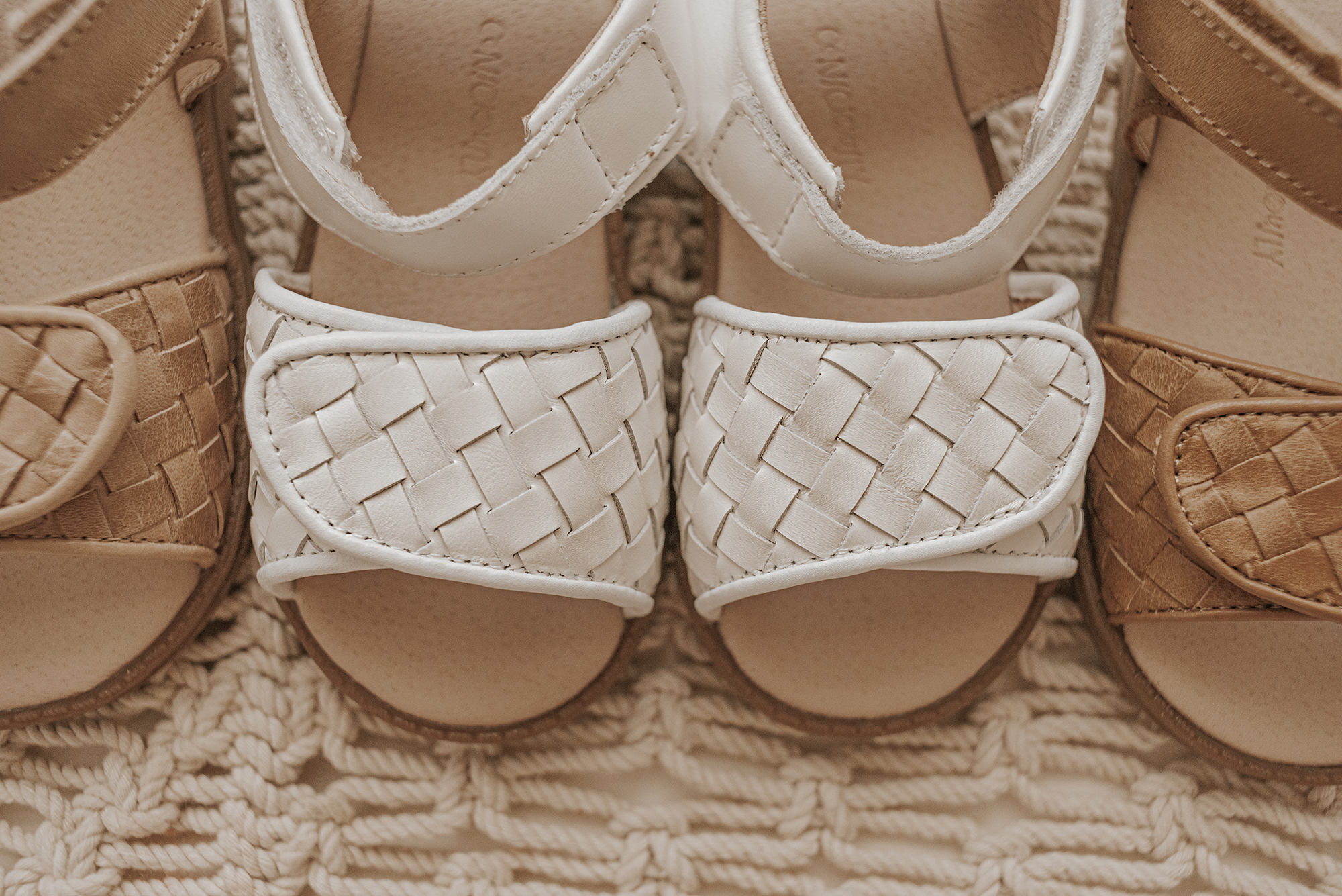 Leather Woven Sandal | Color 'Cotton' | Hard Sole