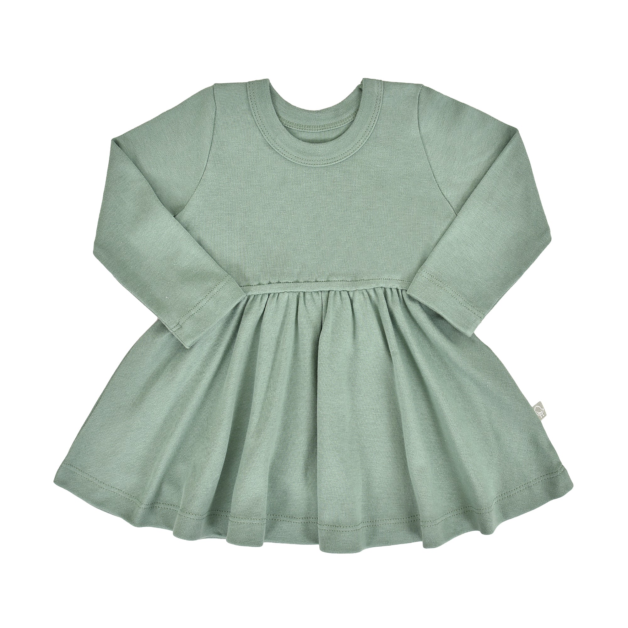 Baby and Toddler Long-Sleeve Twirl Dress - Basil Green| 100% Organic - Finn + Emma Basil Green / 4T Baby and Toddler Long-Sleeve Twirl Dress - Basil Green| 100% Organic - Finn + Emma Basil Green / 4T