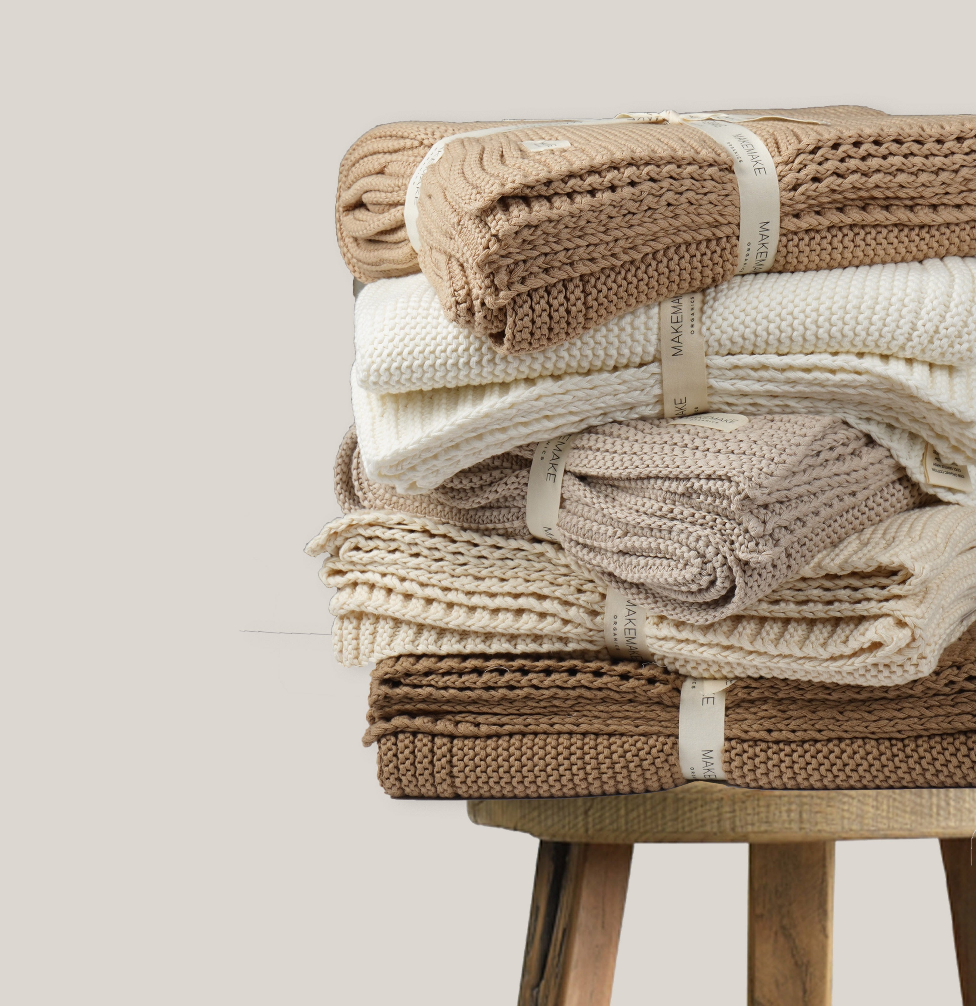 Chunky Knit Throw Blanket - Beige