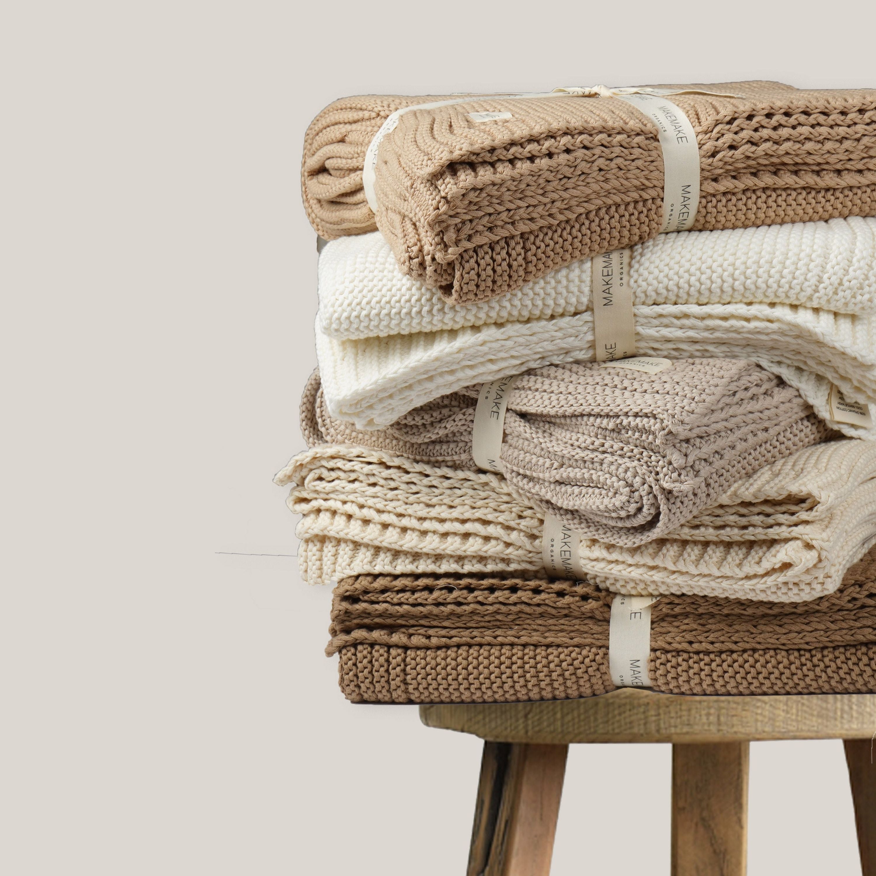 Organic Knit Throw Blanket - Vanilla