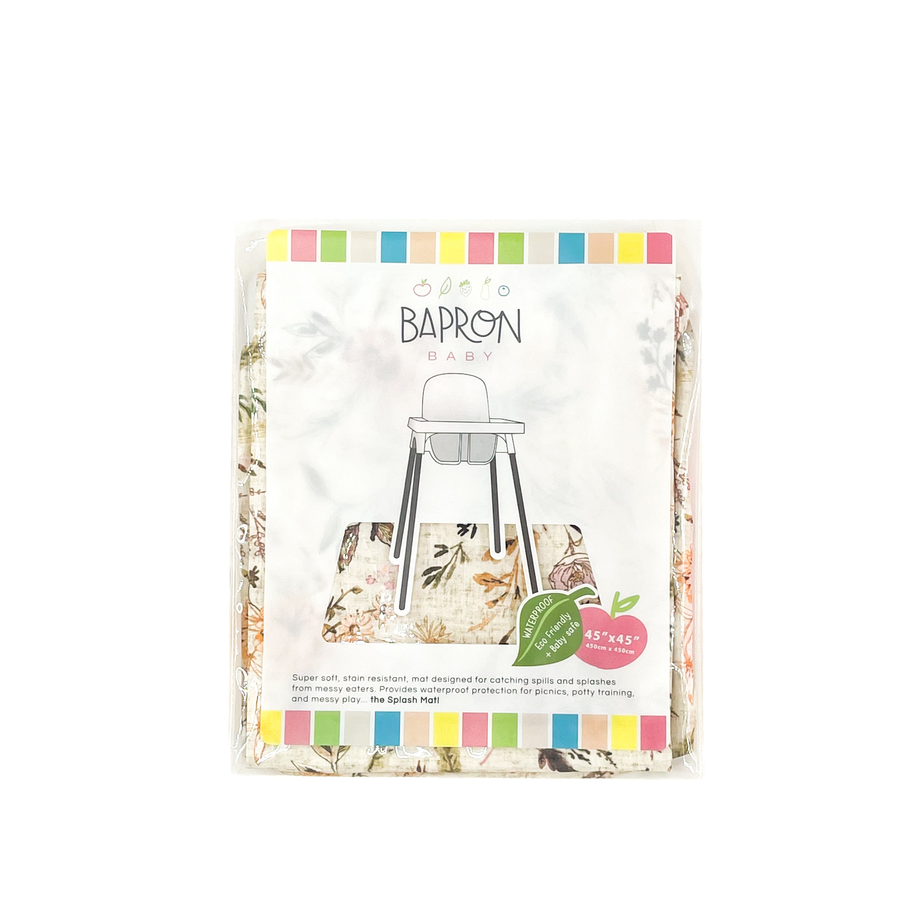 Delilah Floral Splash Mat - A Waterproof Catch-All for Highchair Spills and More!  BapronBaby   