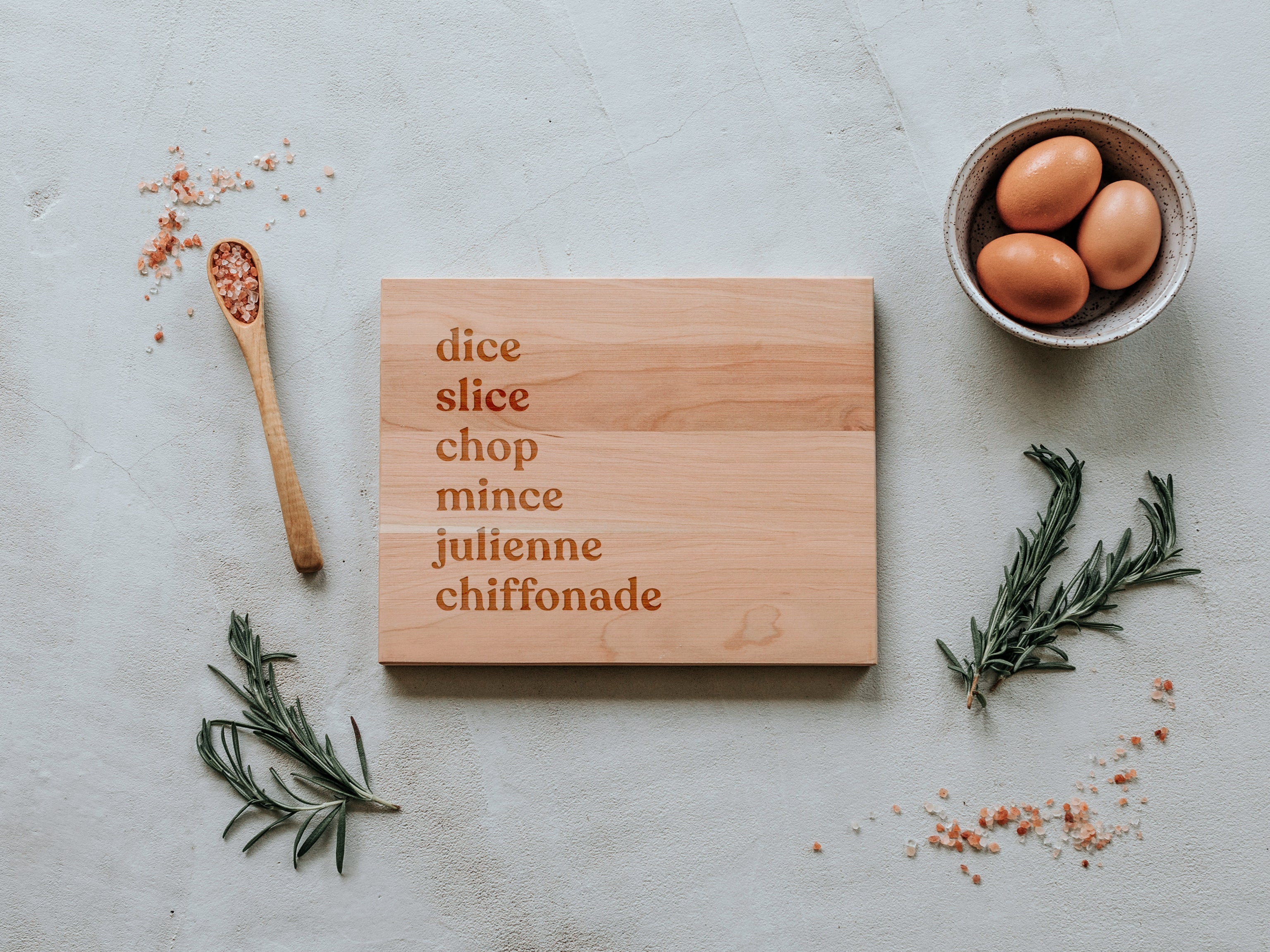 Dice, Slice, & Chop Engraved Wooden Cutting Board