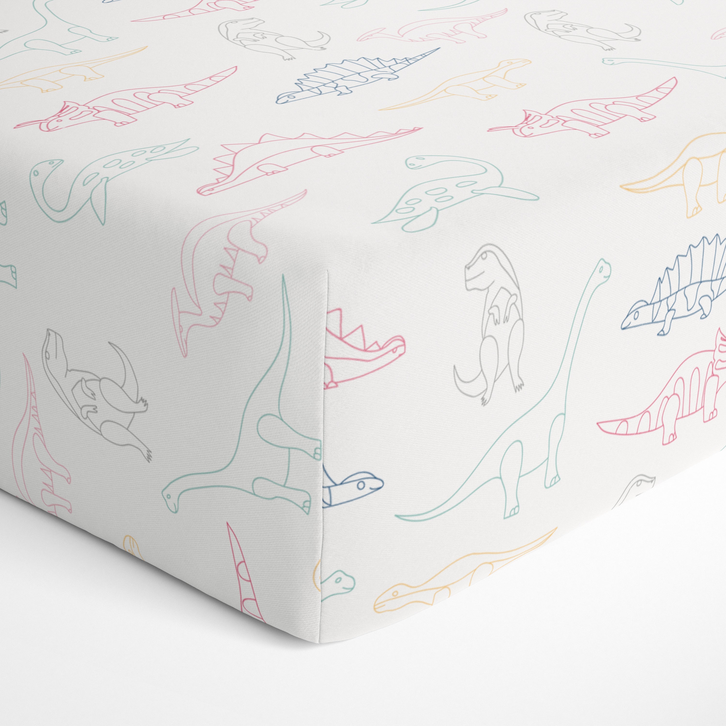 Organic Crib Sheet - Dino Park Crib Sheet Makemake Organics   