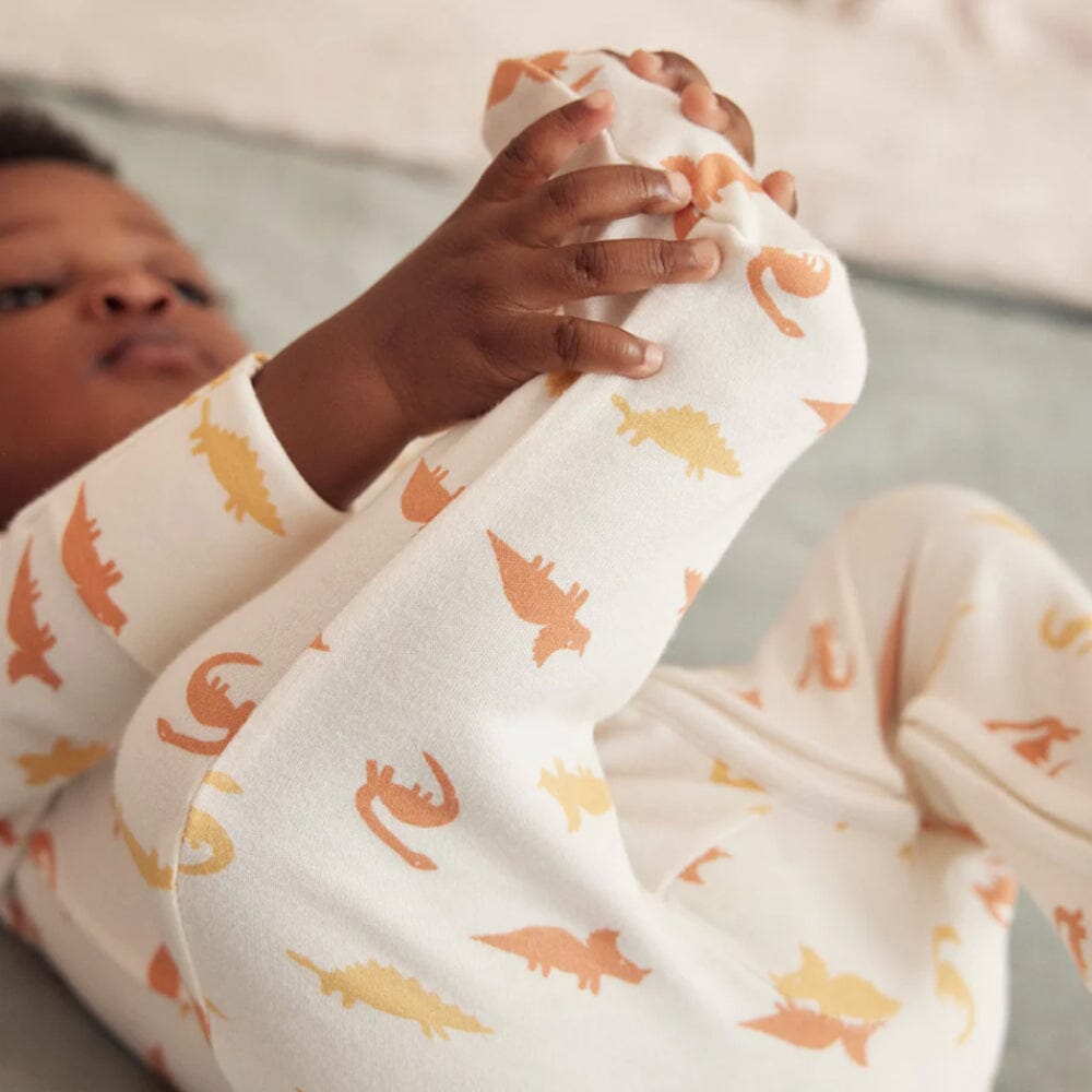 Dino Zip-Up Sleepsuit - Orange Dino