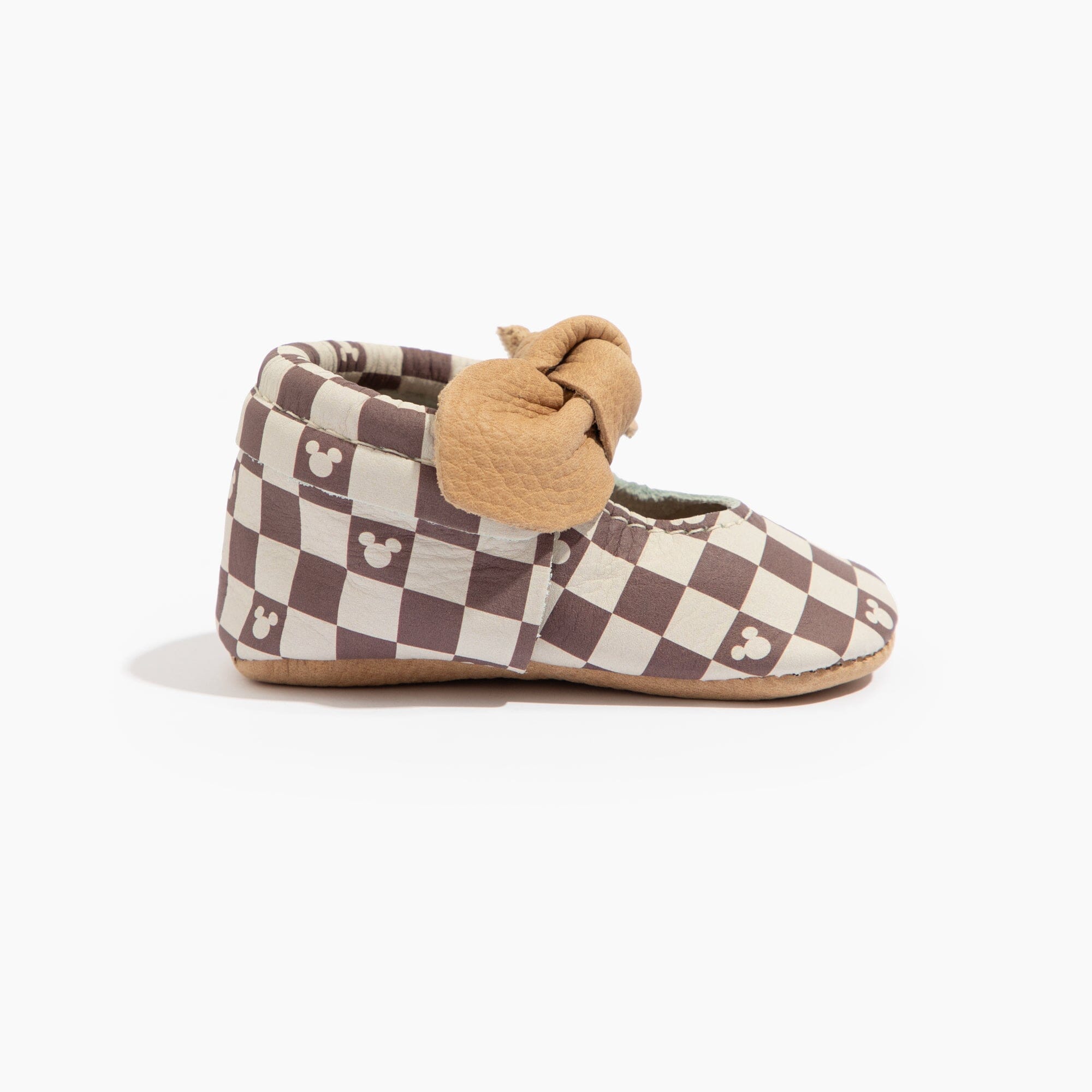 Disney Mocha Mickey Mouse Knotted Bow Baby Shoe