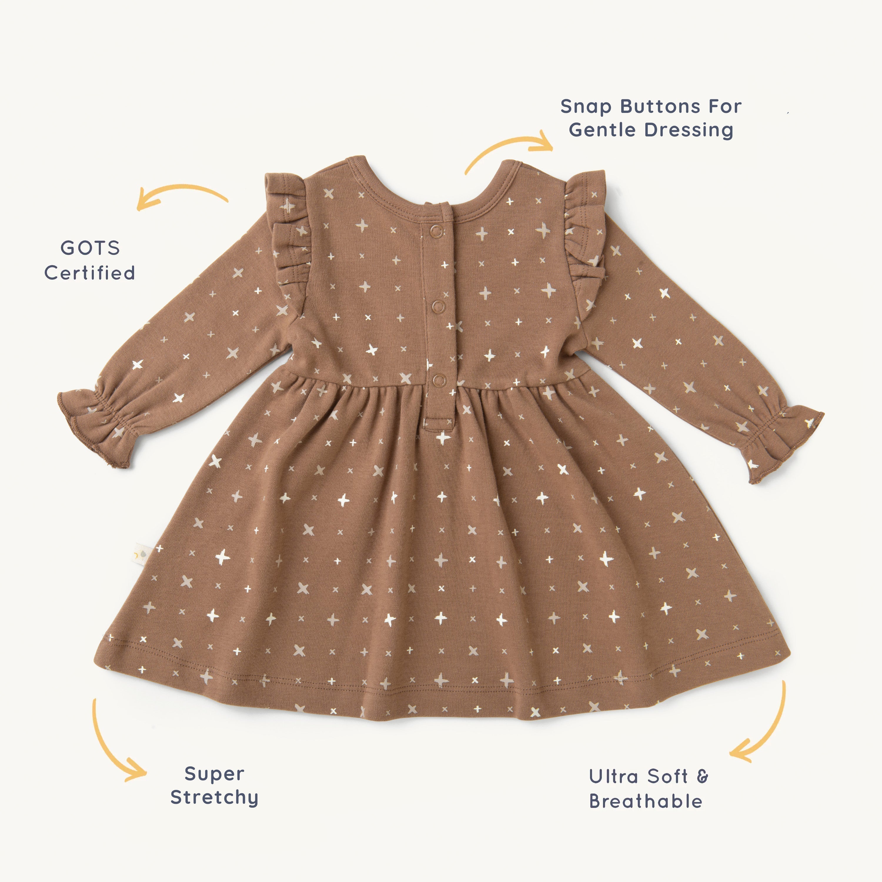 Organic Girls Ruffle Dress - Sparkle Ruffle Dress Makemake Organics   