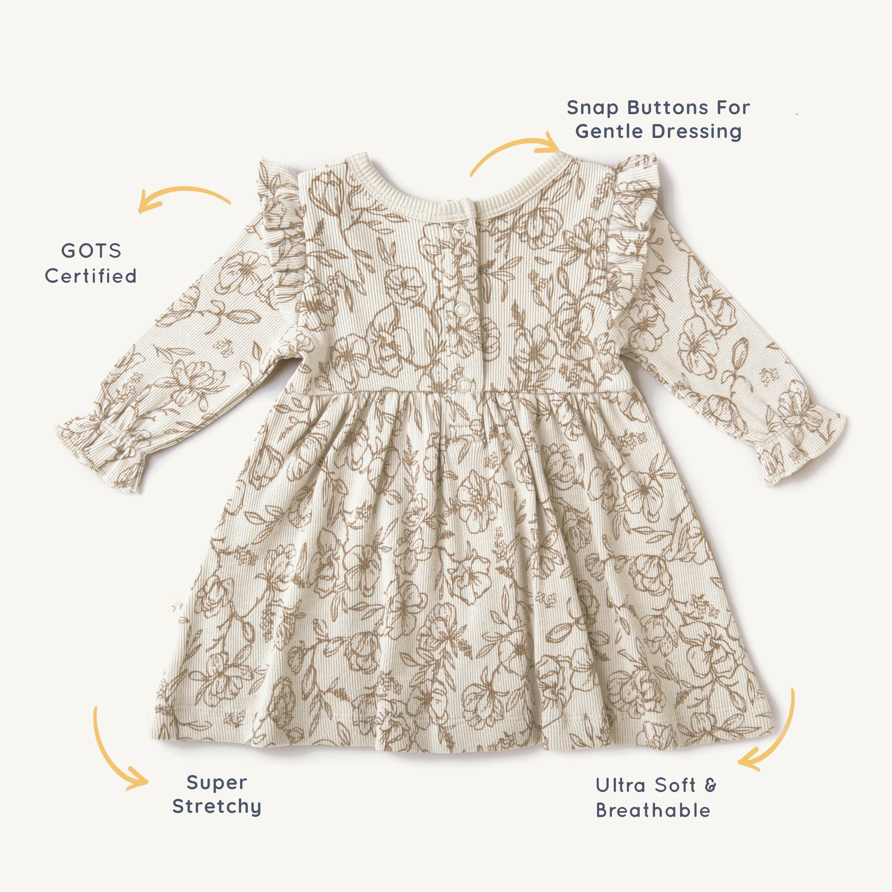 Organic Girls Ruffle Dress - Vintage Bloom Ruffle Dress Makemake Organics   