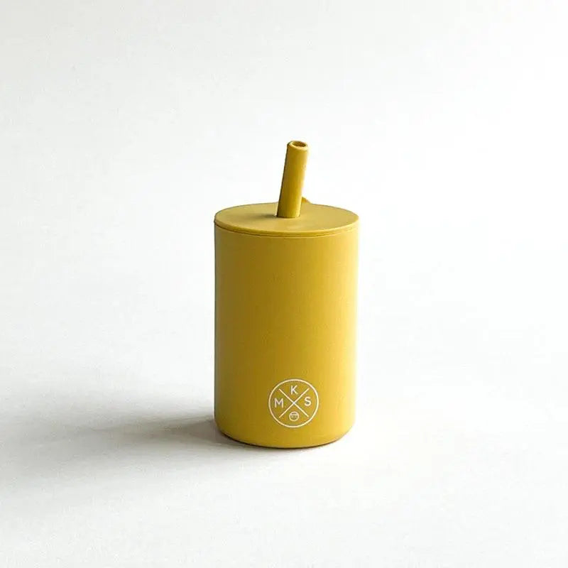 Drinking cup with straw - Mustard