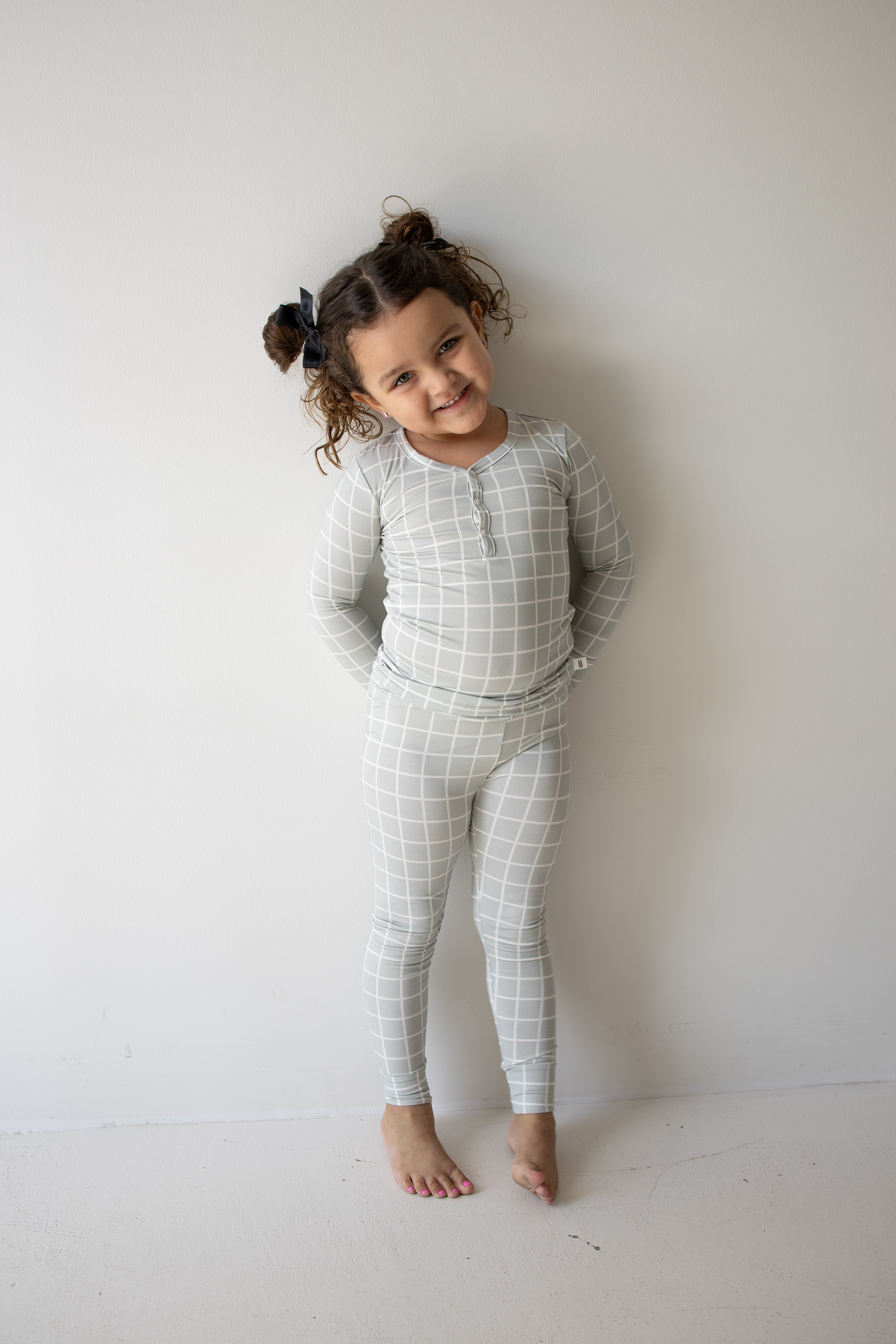 Bamboo Two Piece Pajamas | Foggy Grid