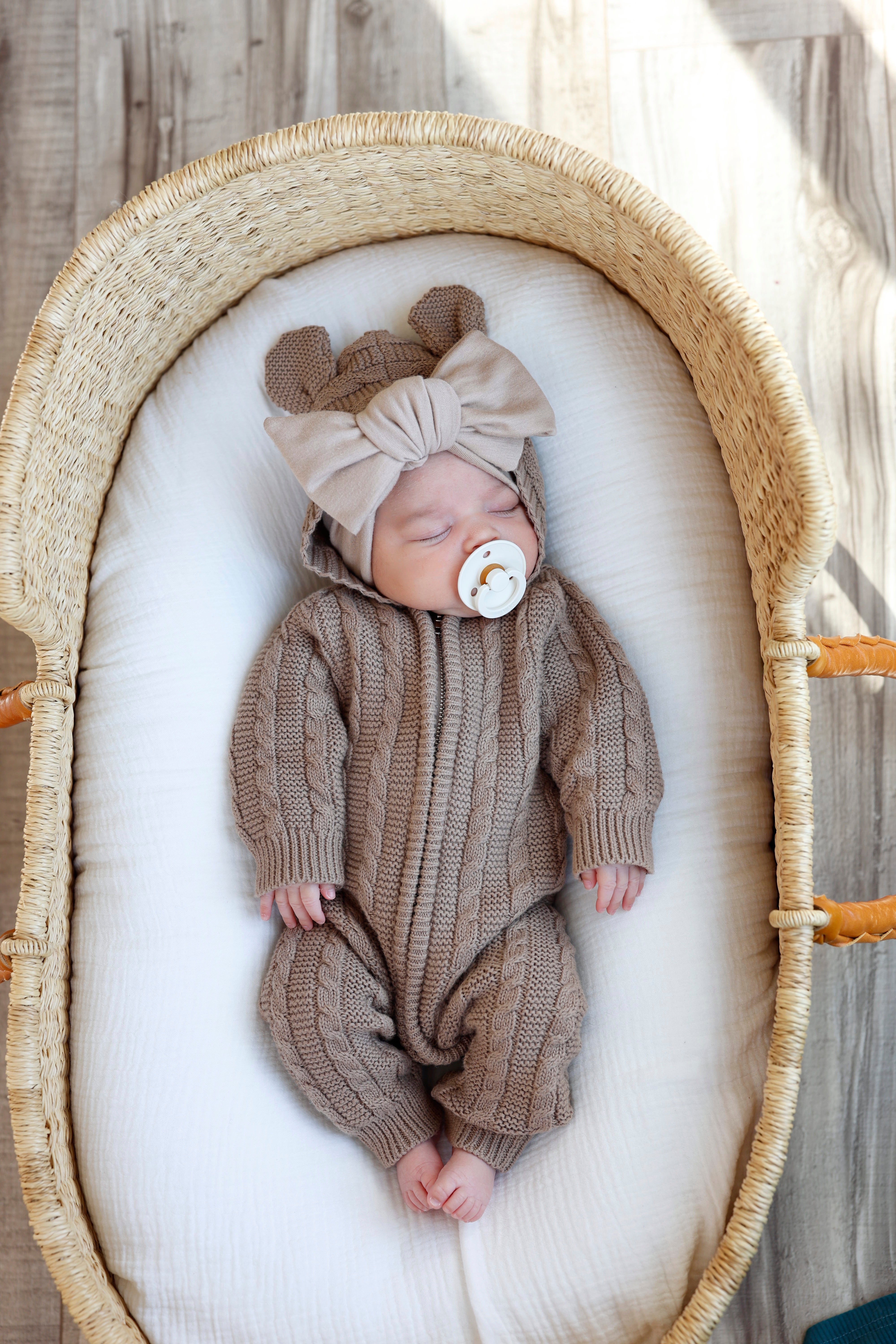 Luna + Luca Baby Bear Jumpsuit - Acorn