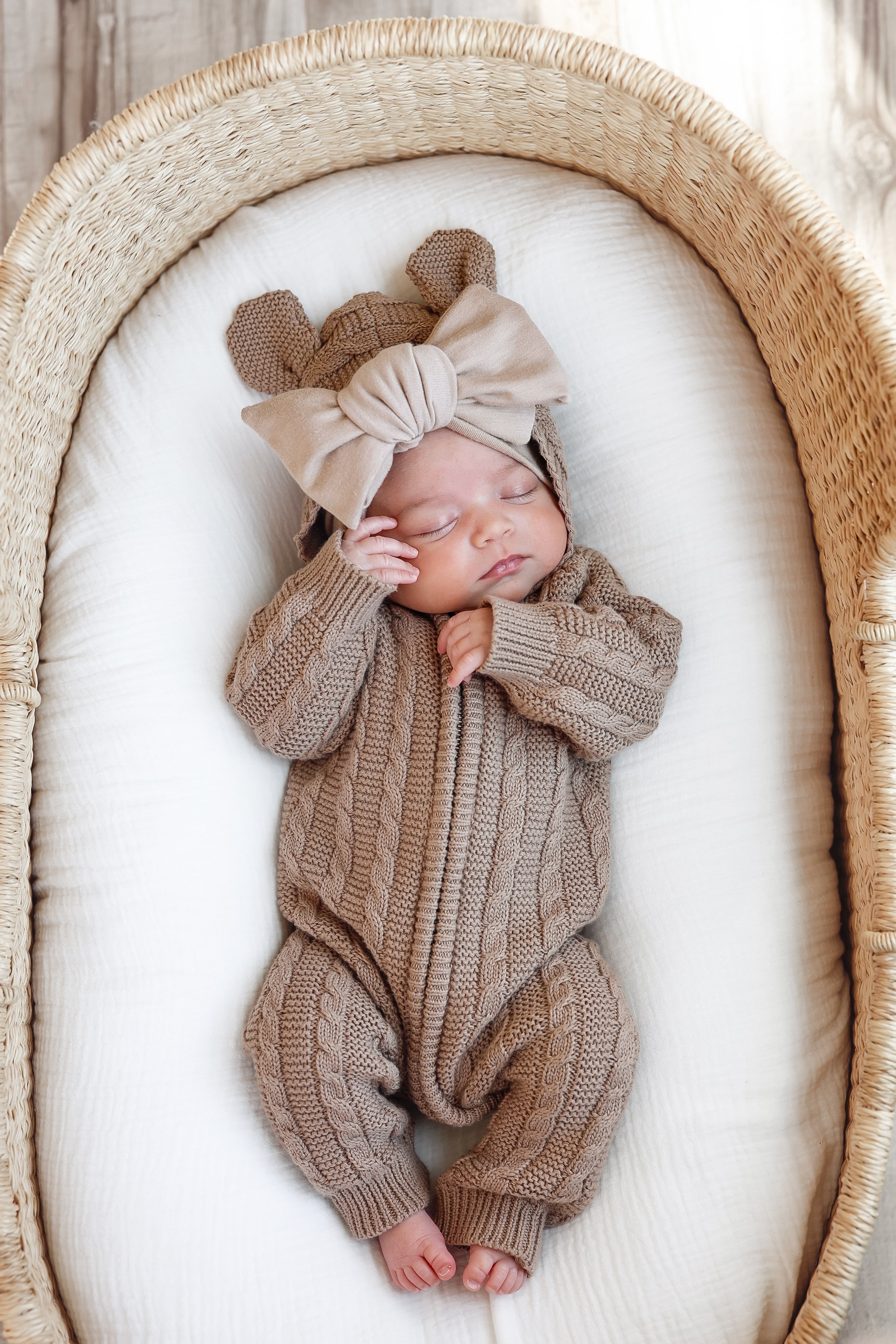 Luna + Luca Baby Bear Jumpsuit - Acorn