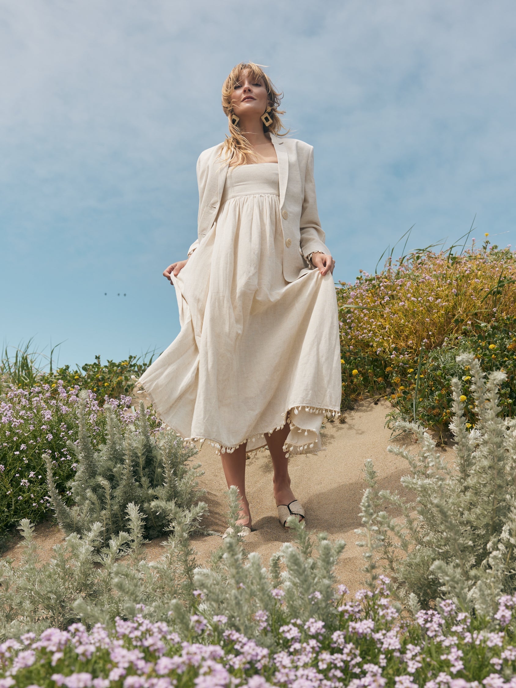 Gavin Puka Beaded Midi Dress - Light Sand/Puka Shell Fringe