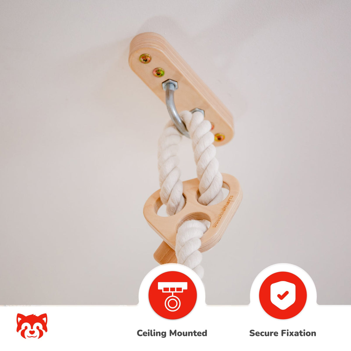 Ceiling Mounted Rope with Wooden Spheres