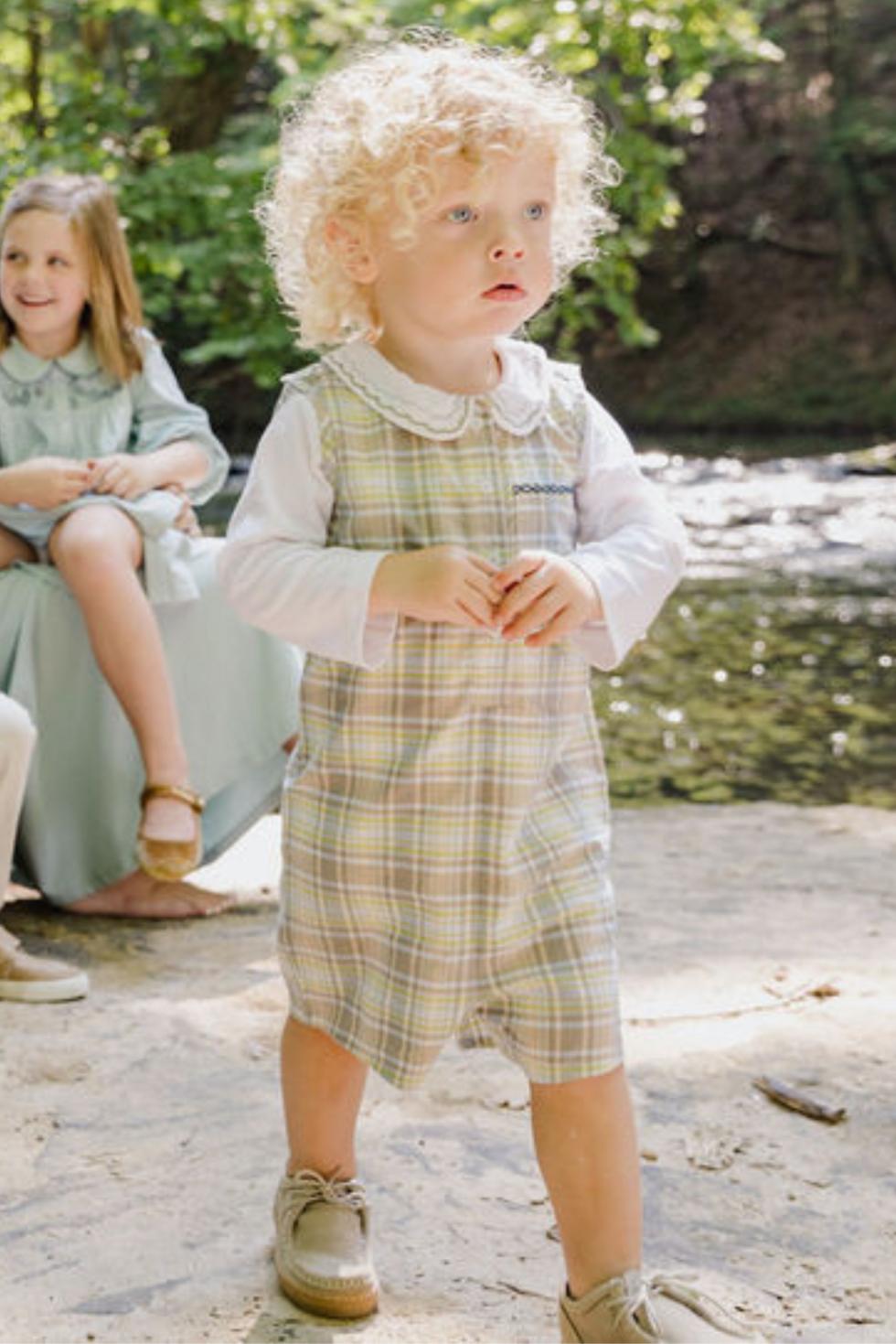 Johnny Romper in Lemon Sky Check