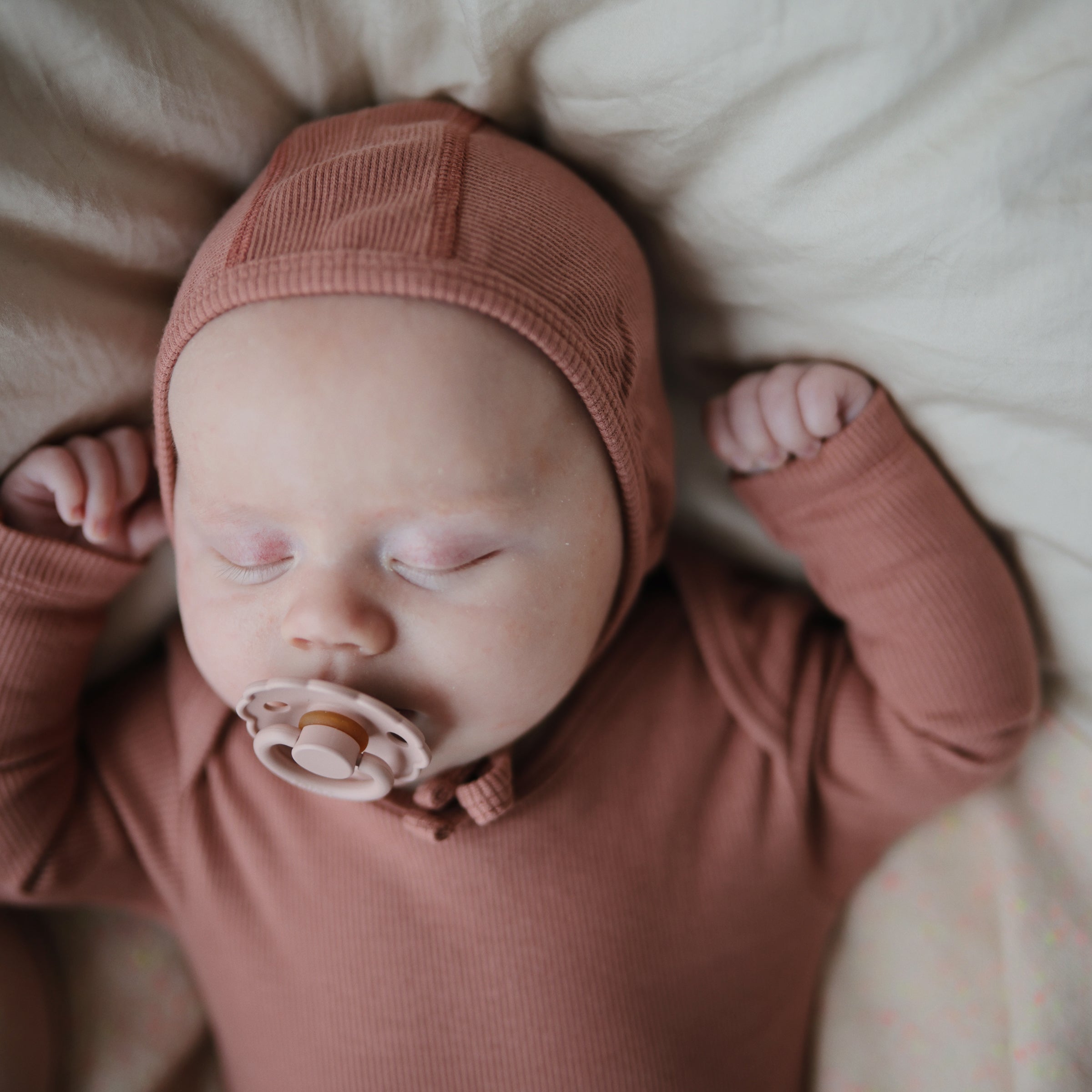 Ribbed Baby Bonnet Baby Clothes Mushie   