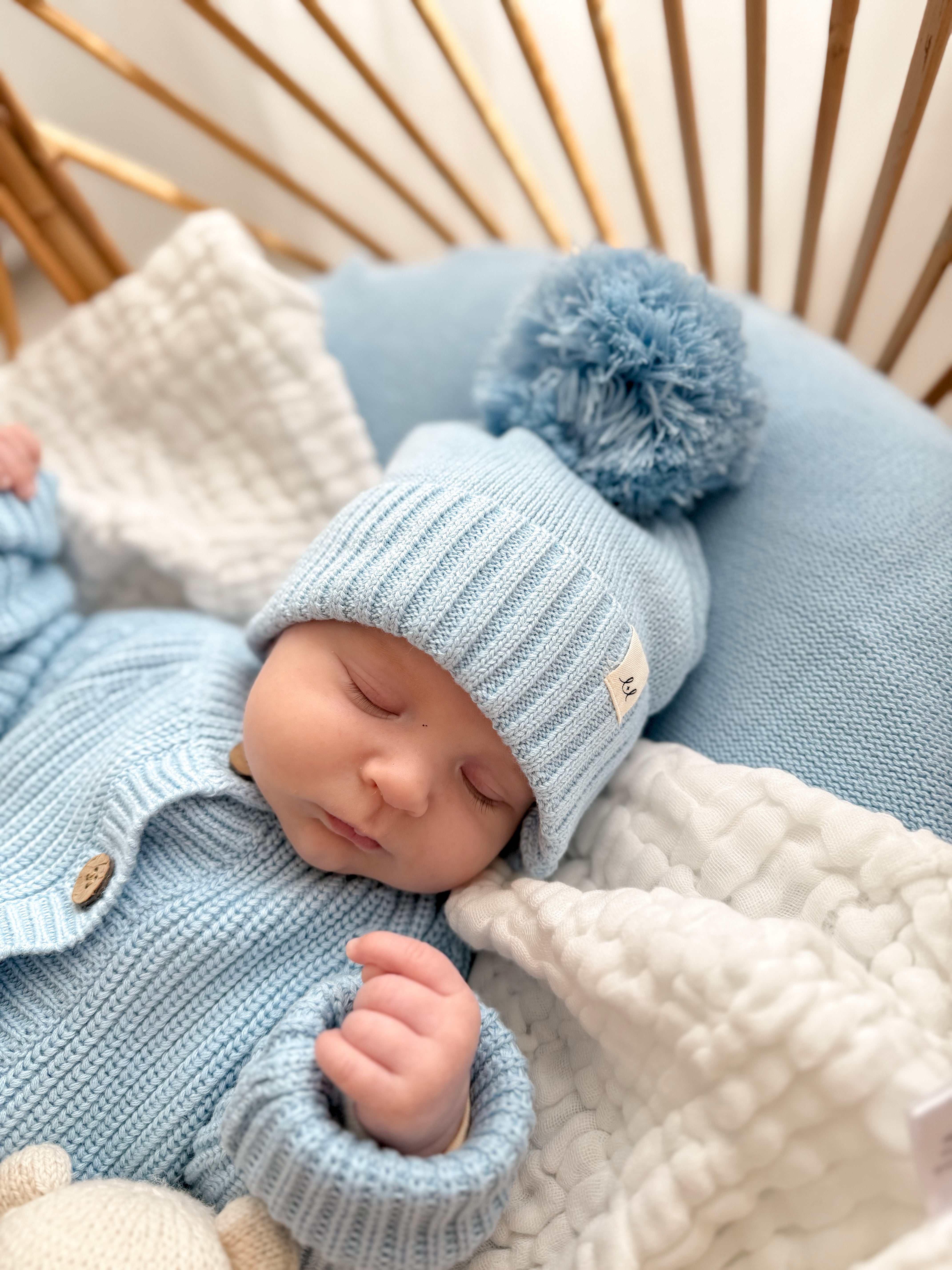 Luna + Luca Pom Beanie - Powder Blue