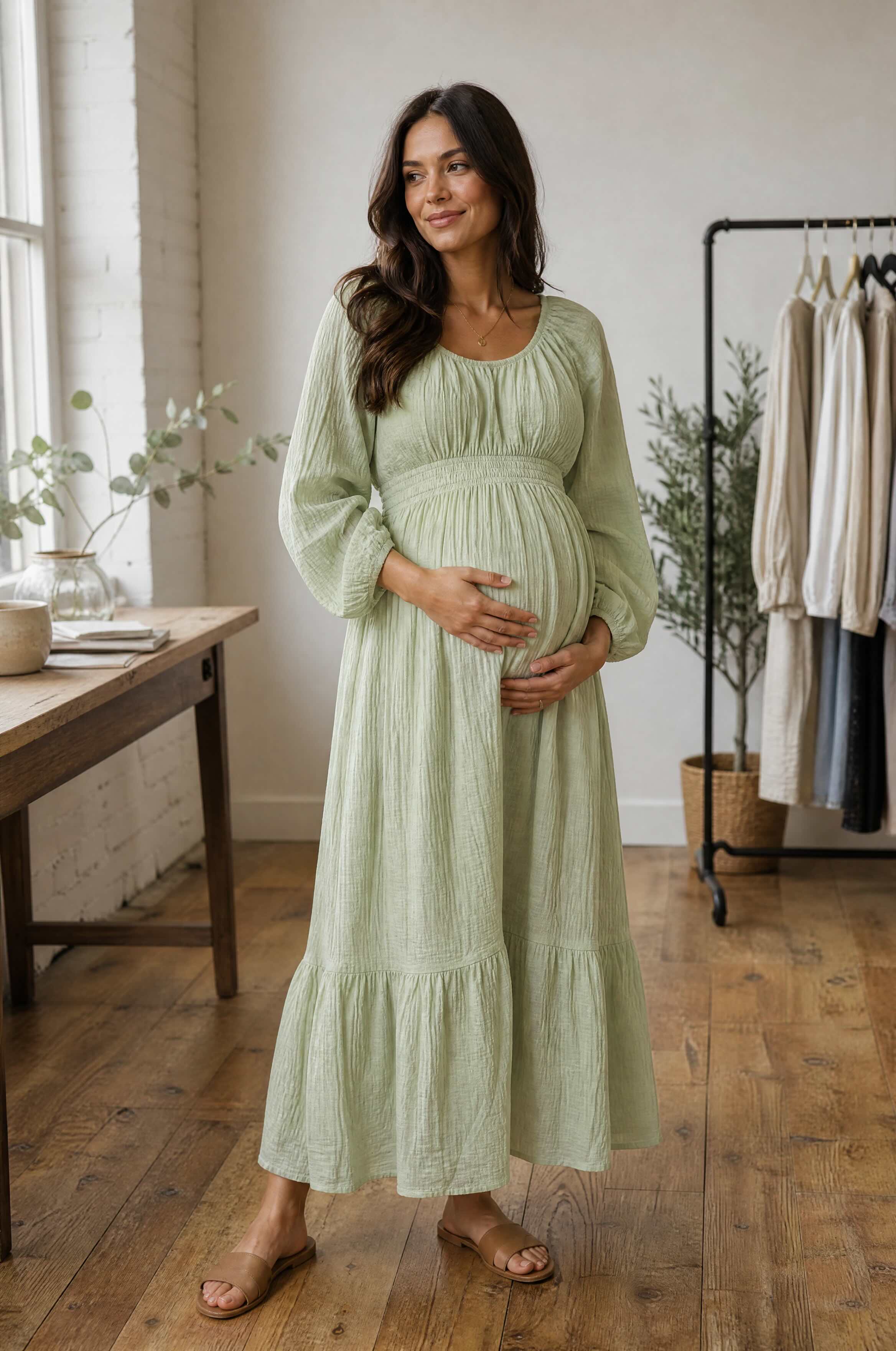 Eliza Maternity and Nursing Dress - Sage