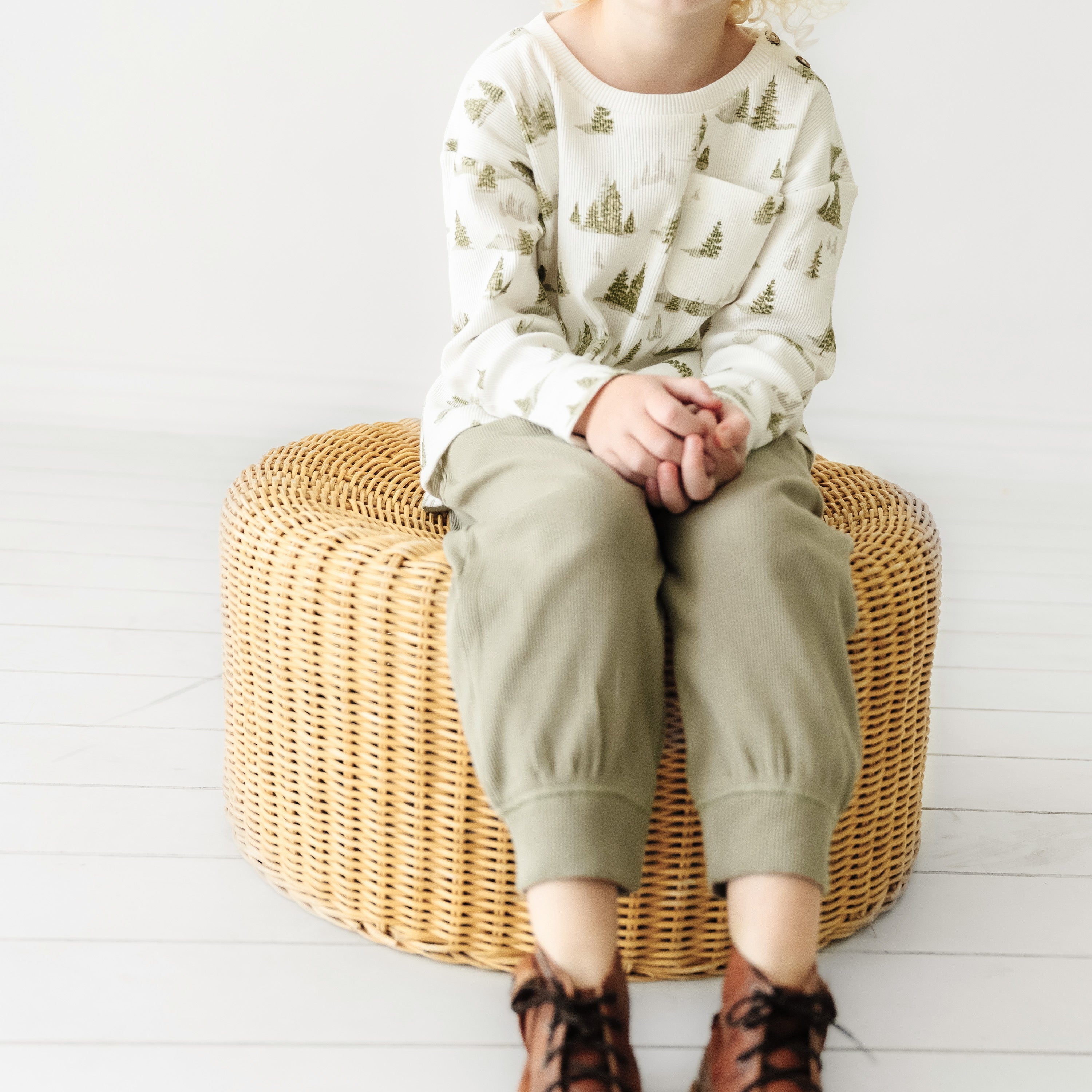 Organic Toddler T-shirt & Pant Set - Frosted Fir Tee & Pant Set Makemake Organics   