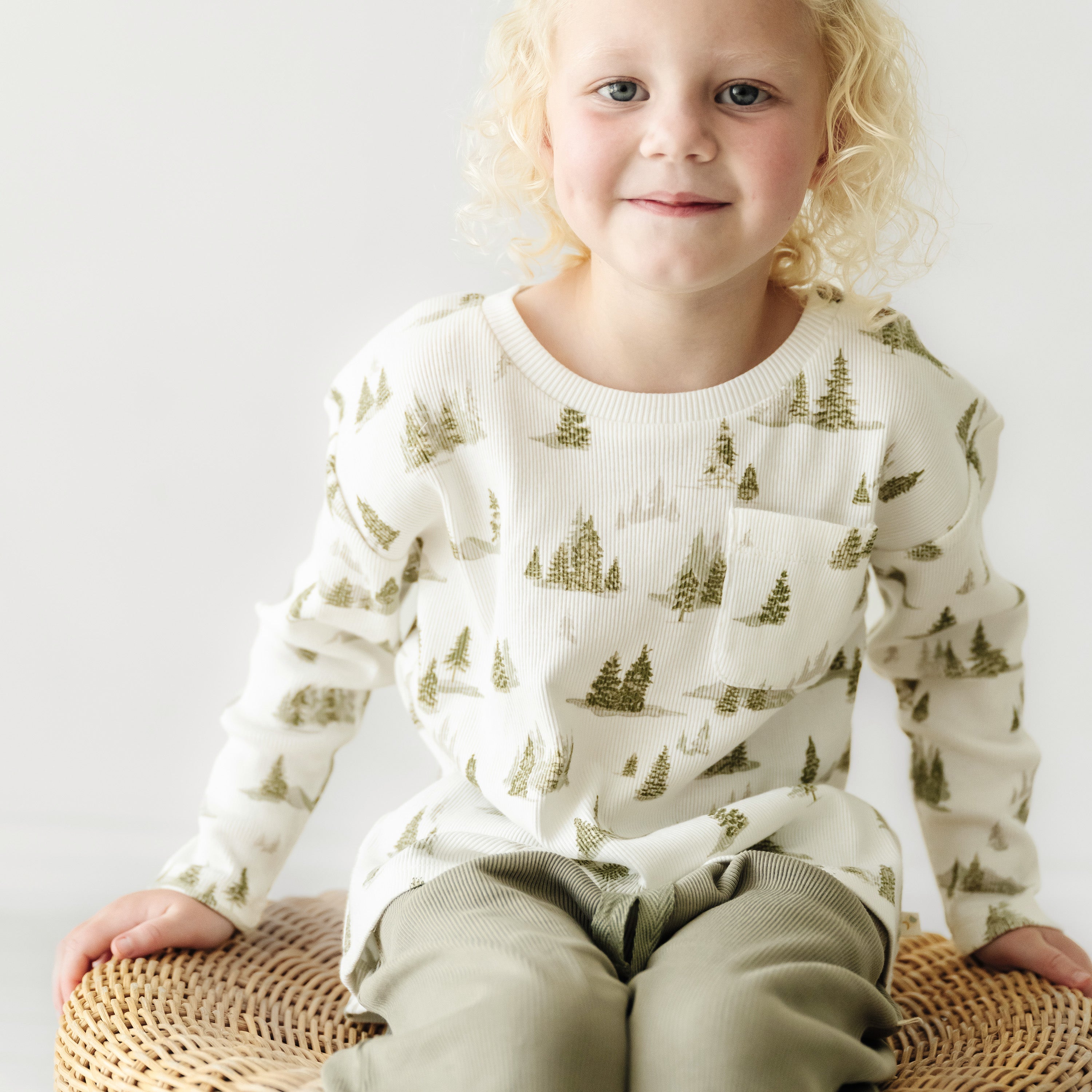 Organic Toddler T-shirt & Pant Set - Frosted Fir Tee & Pant Set Makemake Organics   