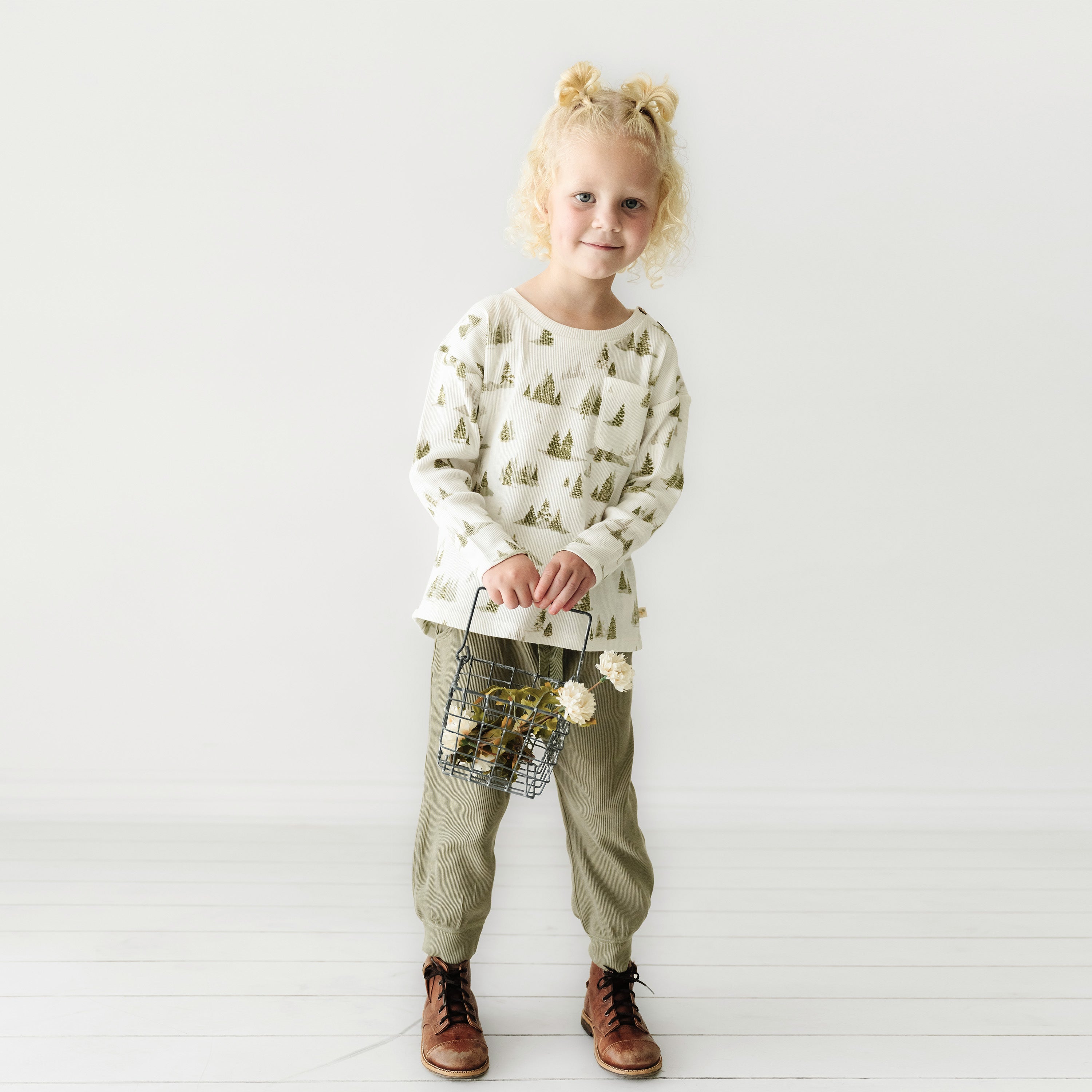 Organic Toddler T-shirt & Pant Set - Frosted Fir Tee & Pant Set Makemake Organics   