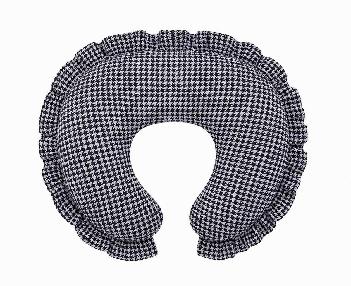 Black White Houndstooth Ruffle Nursing Pillow Cover