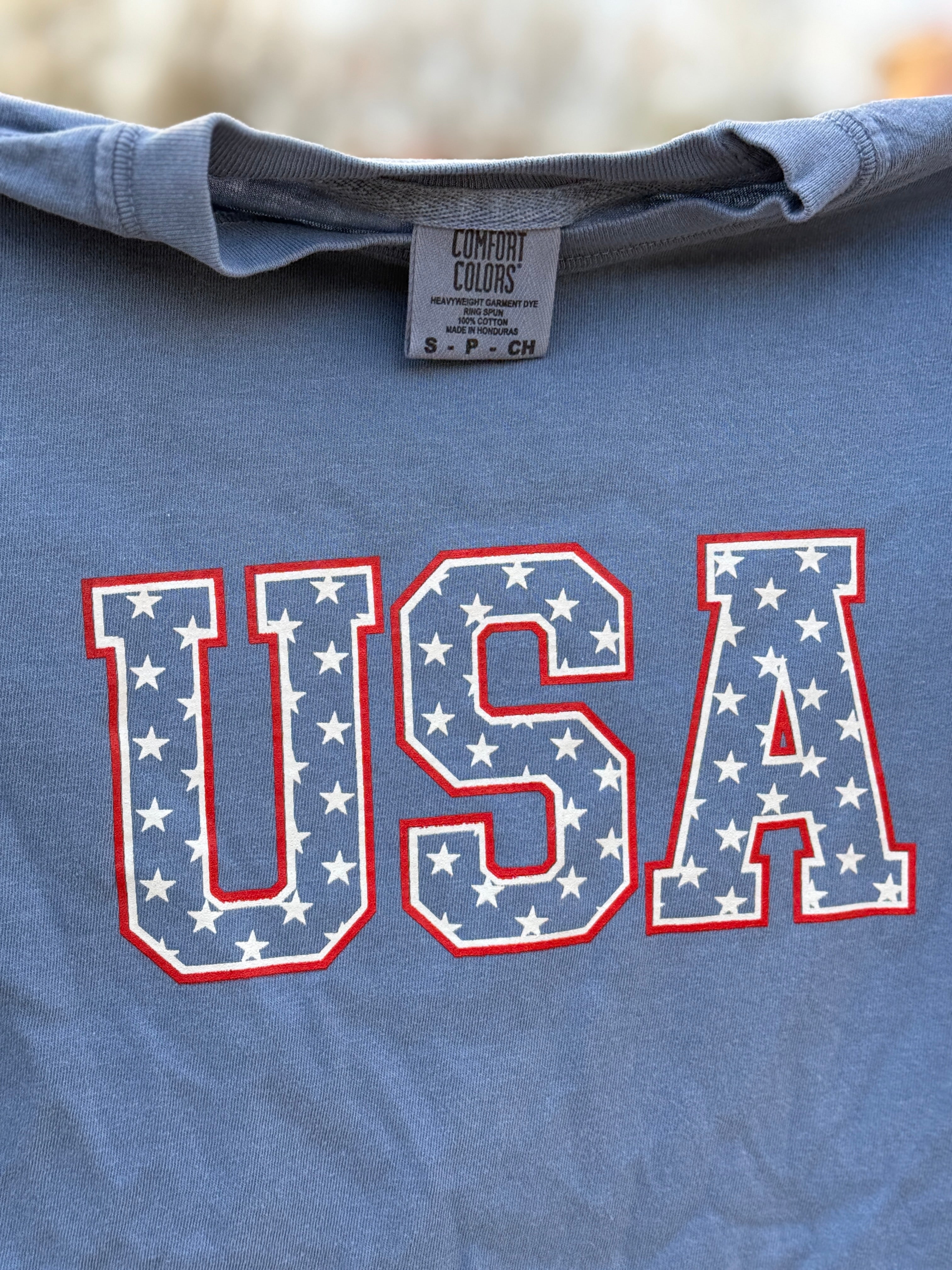 Unisex Adult USA Stars on Comfort Colors Tee