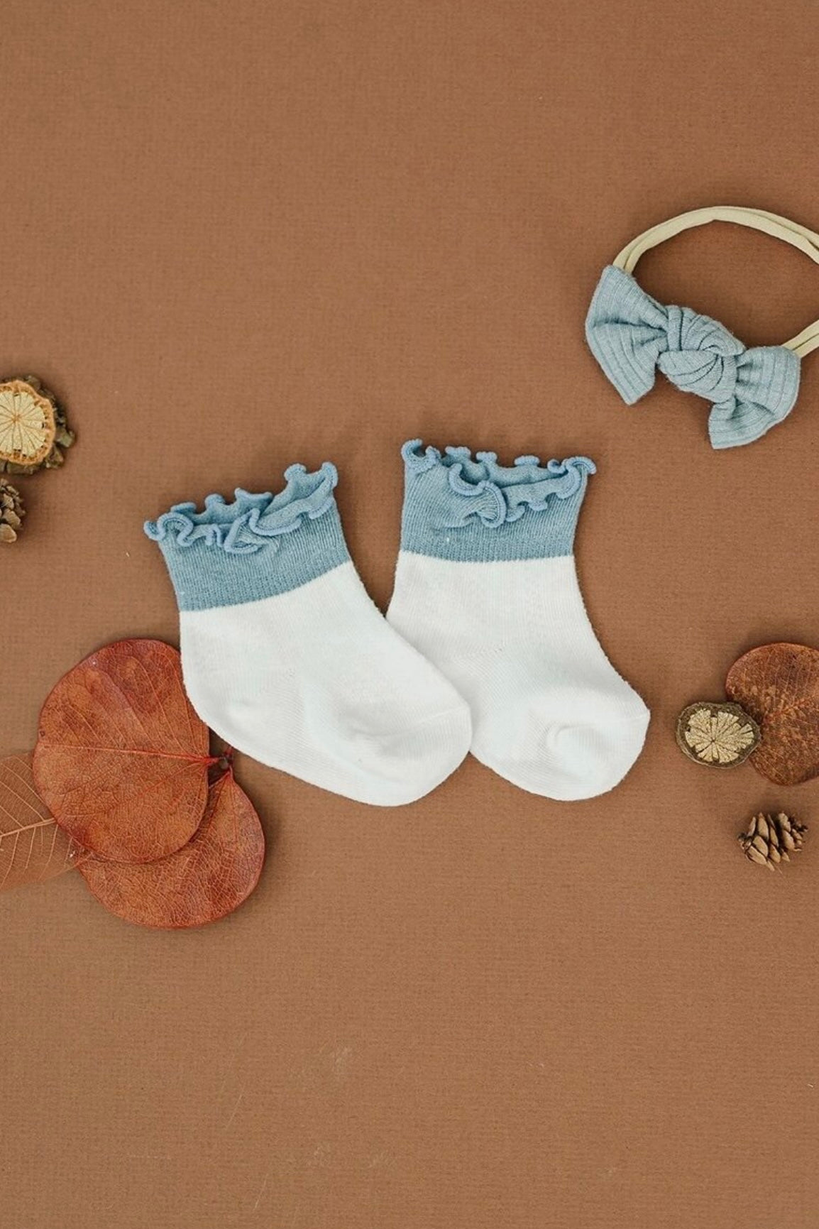 Dusty Blue Ruffle Socks