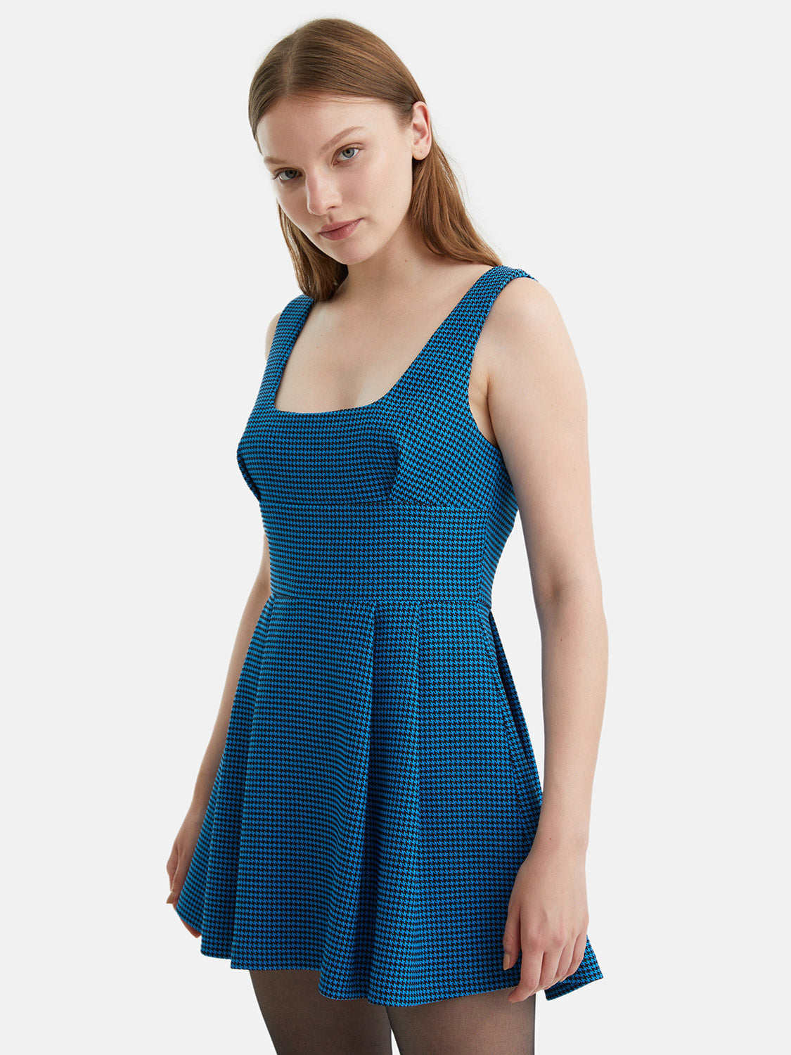 Pleated Mini Dress - Blue