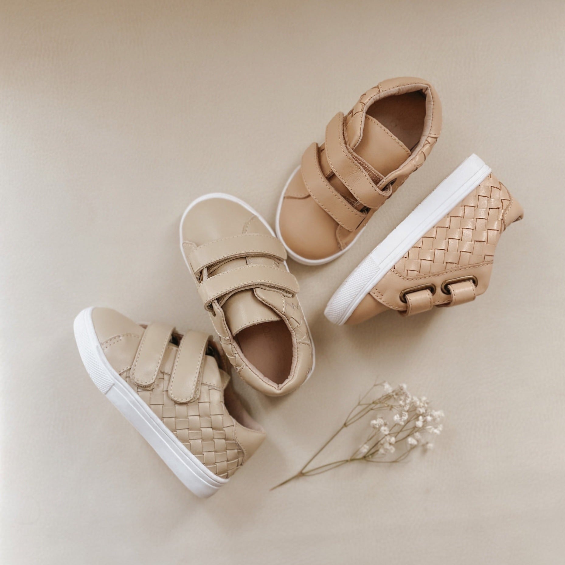 Leather Woven Sneaker | Color 'Honey'  Consciously Baby   