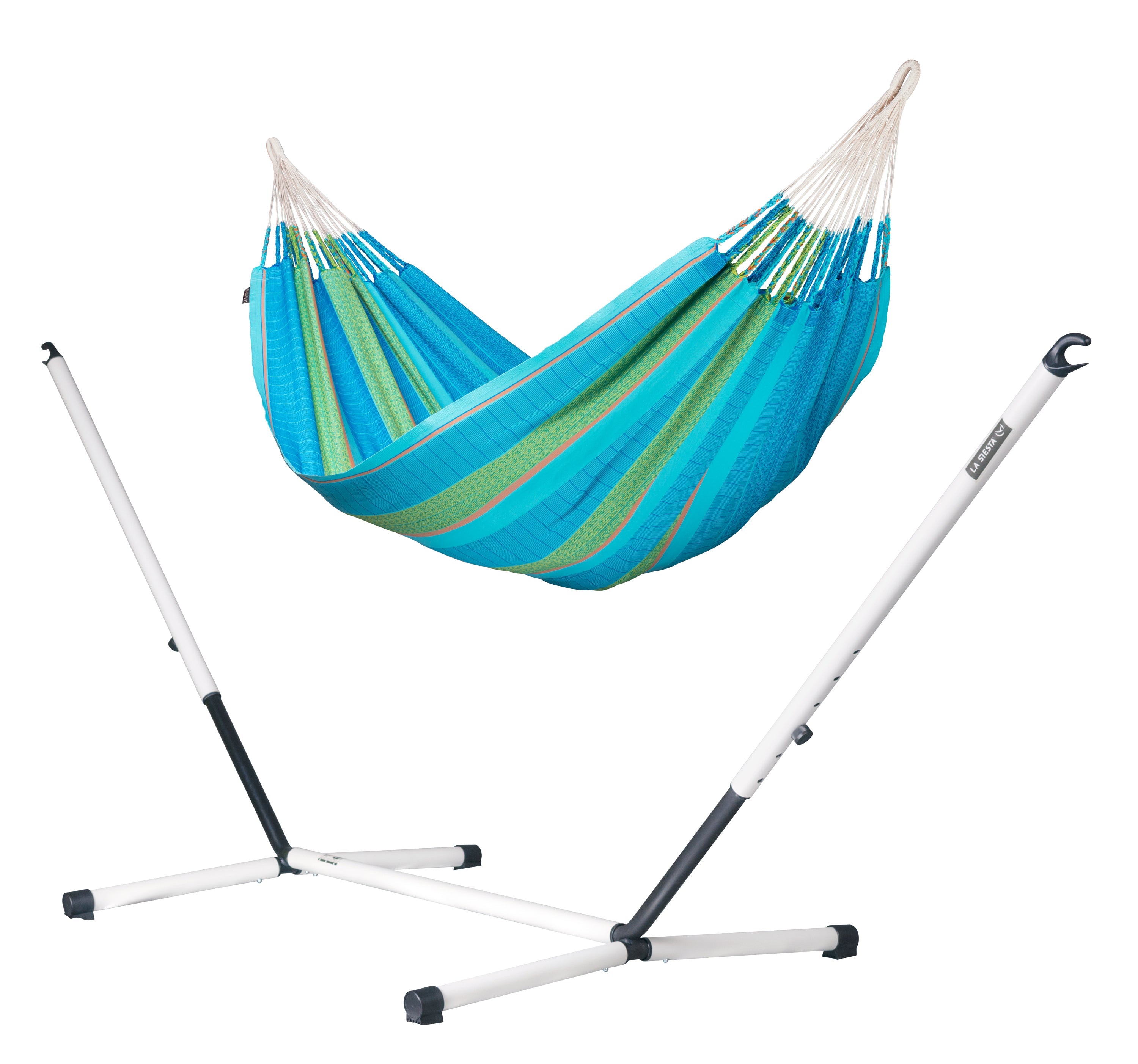 Nautico Cool Grey Colombia Curaçao - Organic Cotton Kingsize Hammock with Powder Coated Steel Stand
